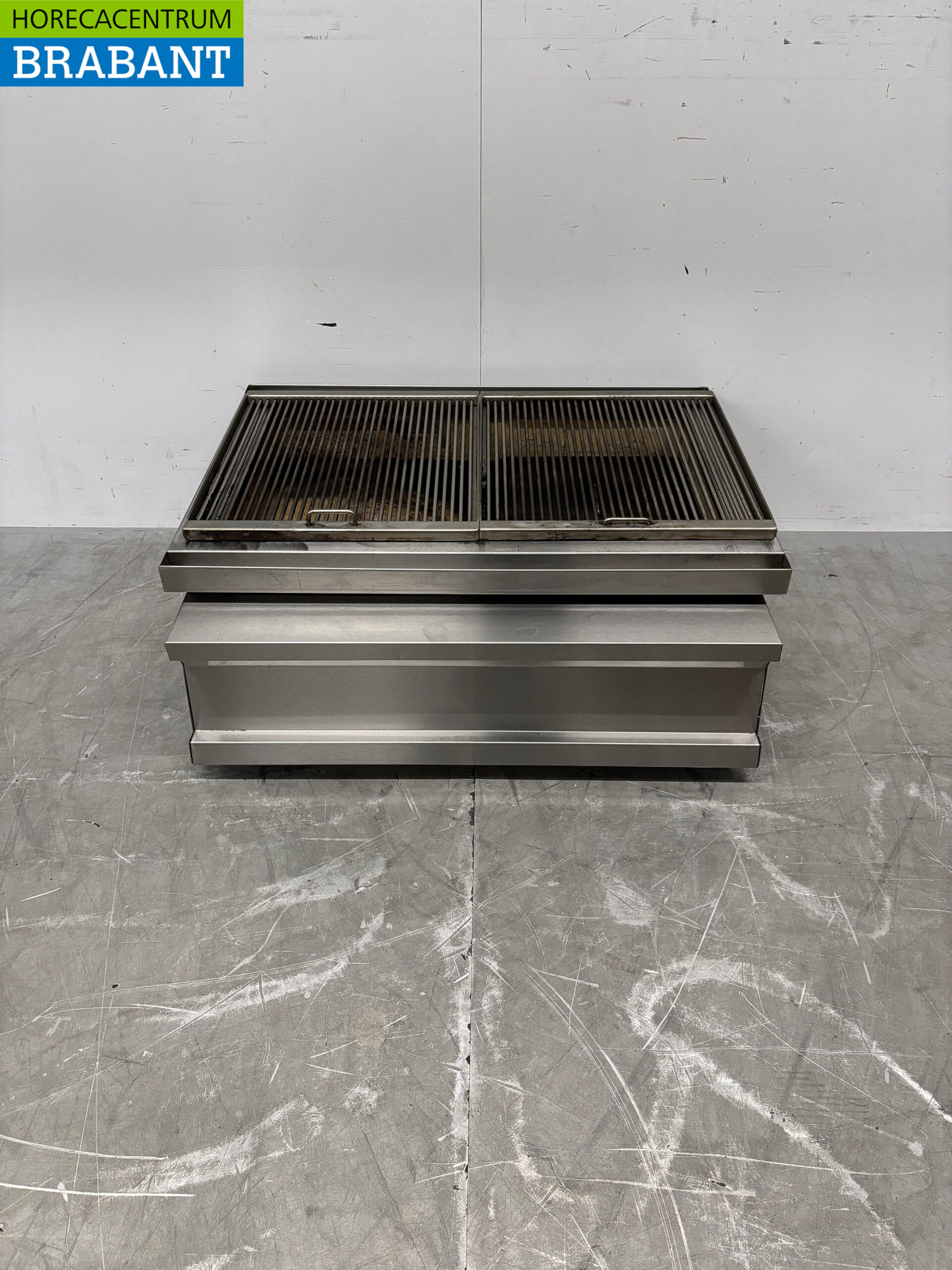 RVS Houtskoolgrill Grill 2 roosters 81 cm Horeca