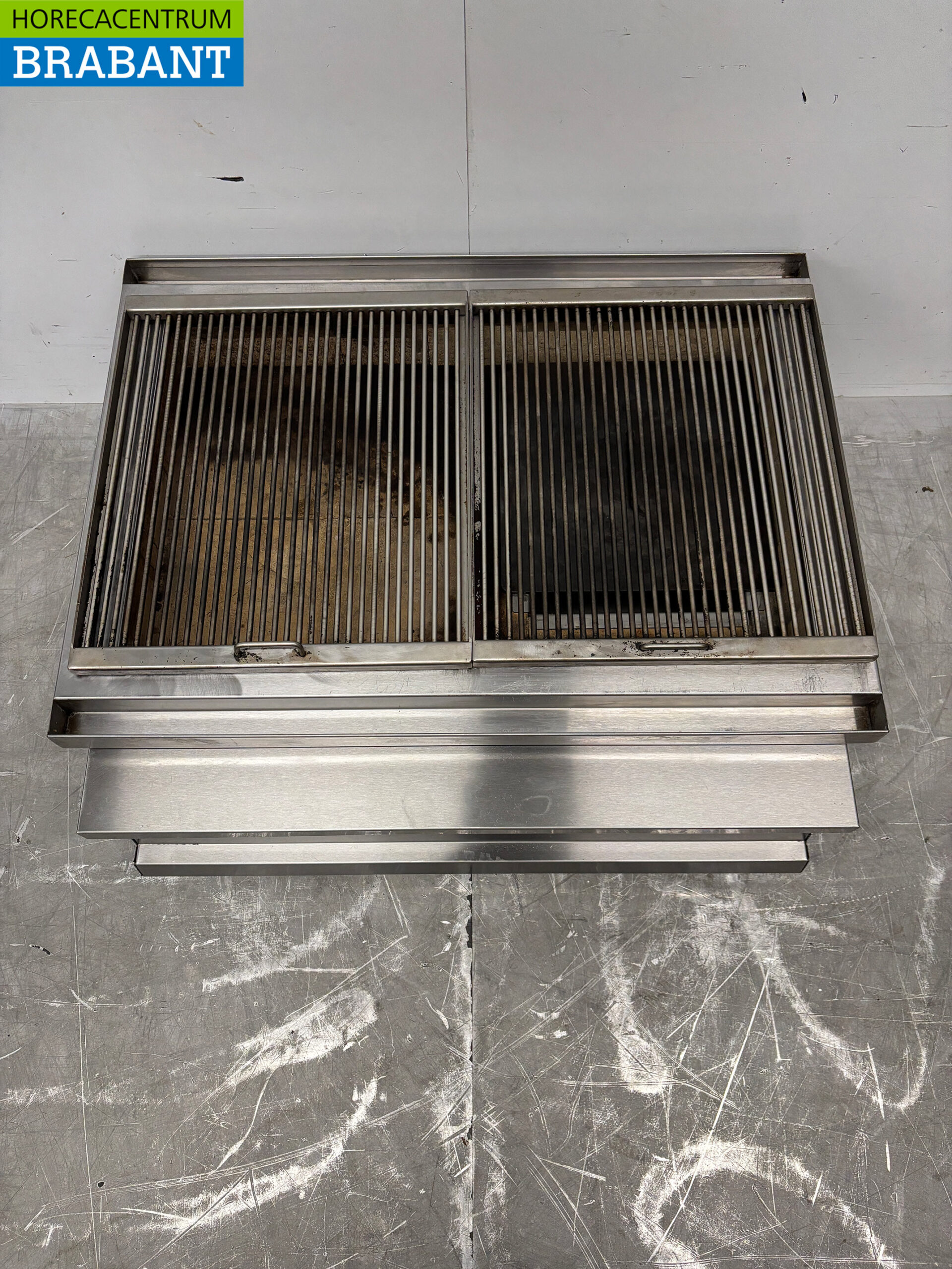 RVS Houtskoolgrill Grill 2 roosters 81 cm Horeca - Afbeelding 4