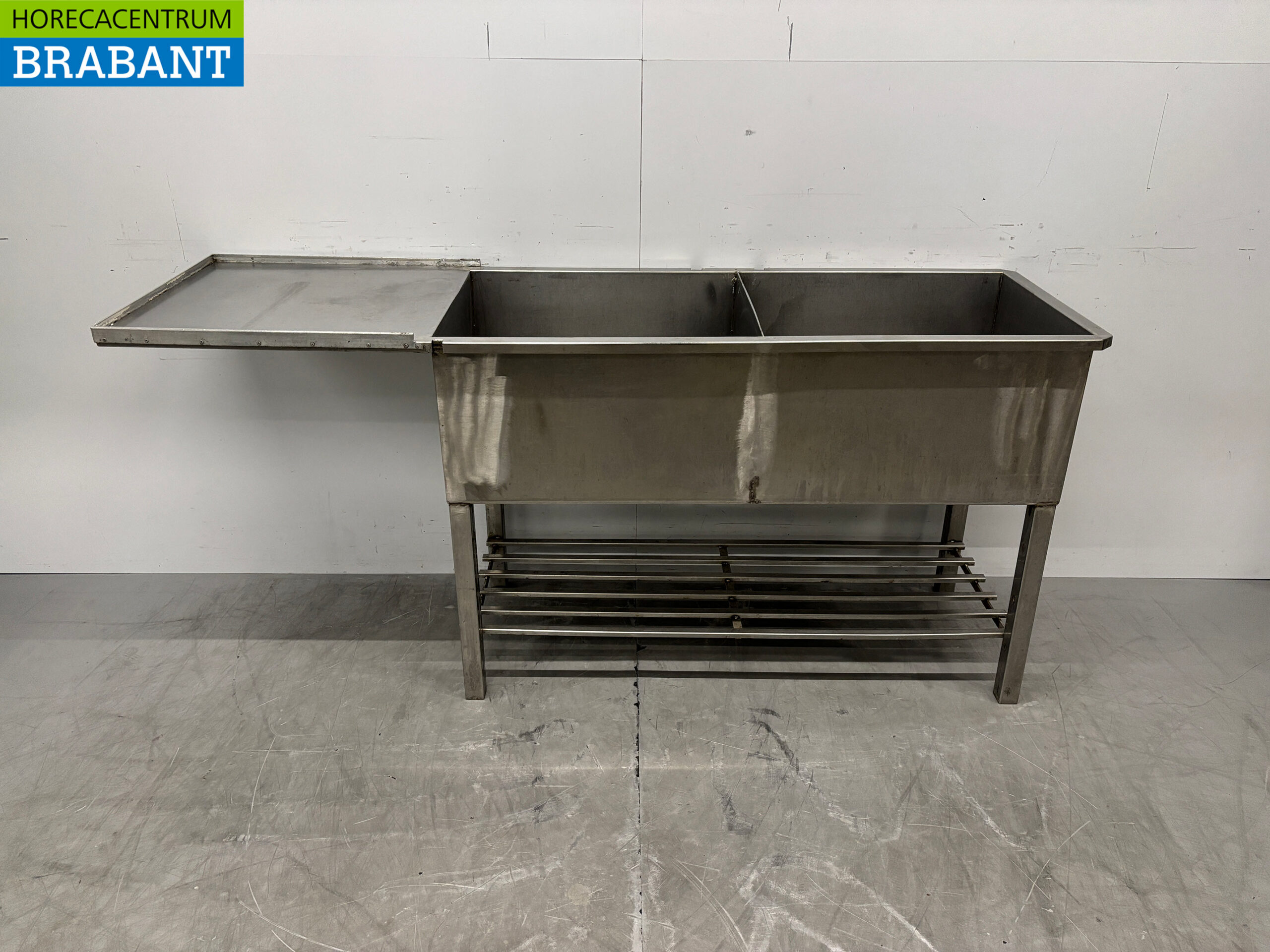 RVS Spoeltafel Dubbele Spoelbakken 188 x 57 x 88 cm Horeca