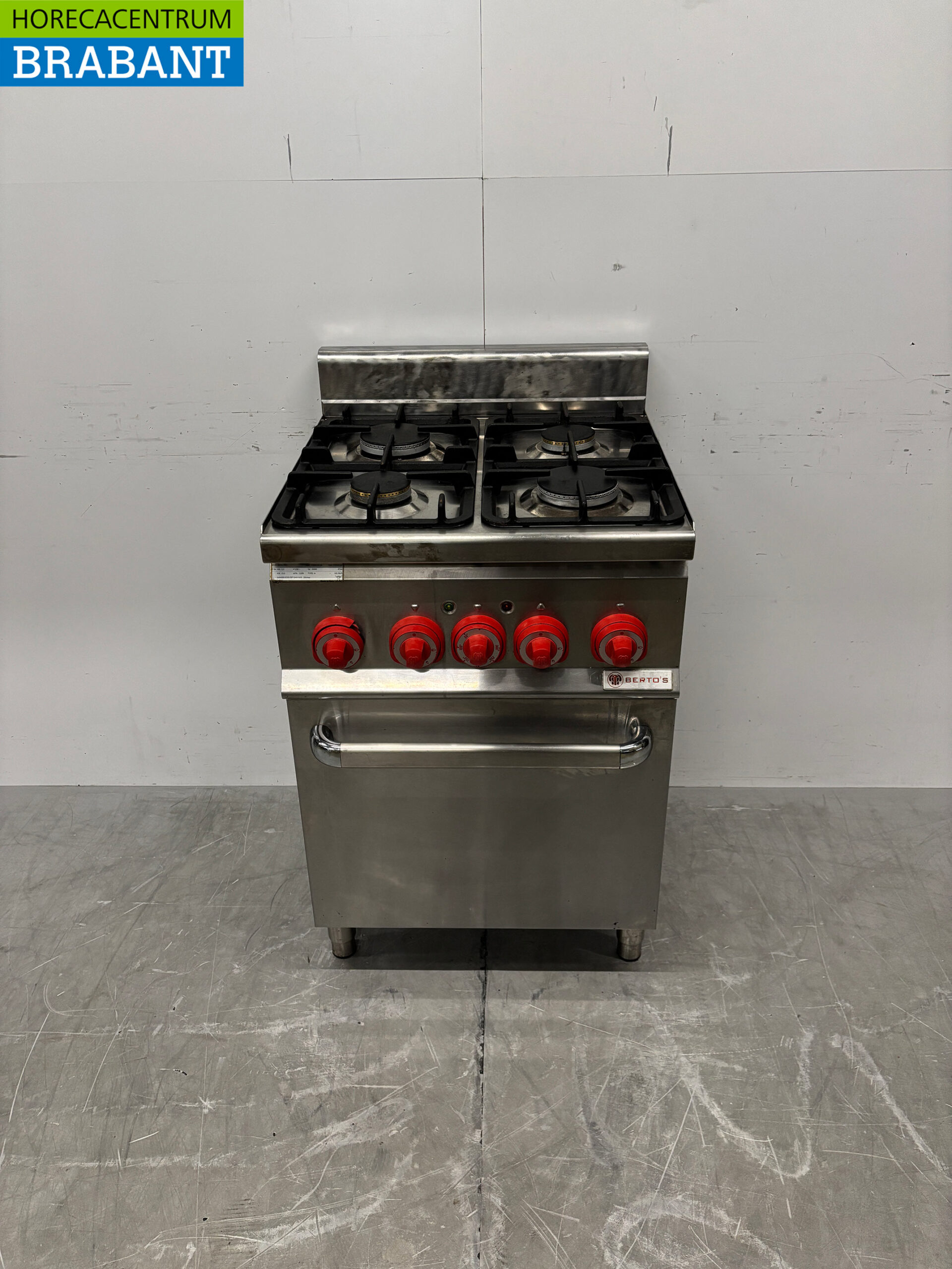 RVS Berto's 4 Pits Fornuis met oven 3 x 1/1 GN GAS + 230V Horeca