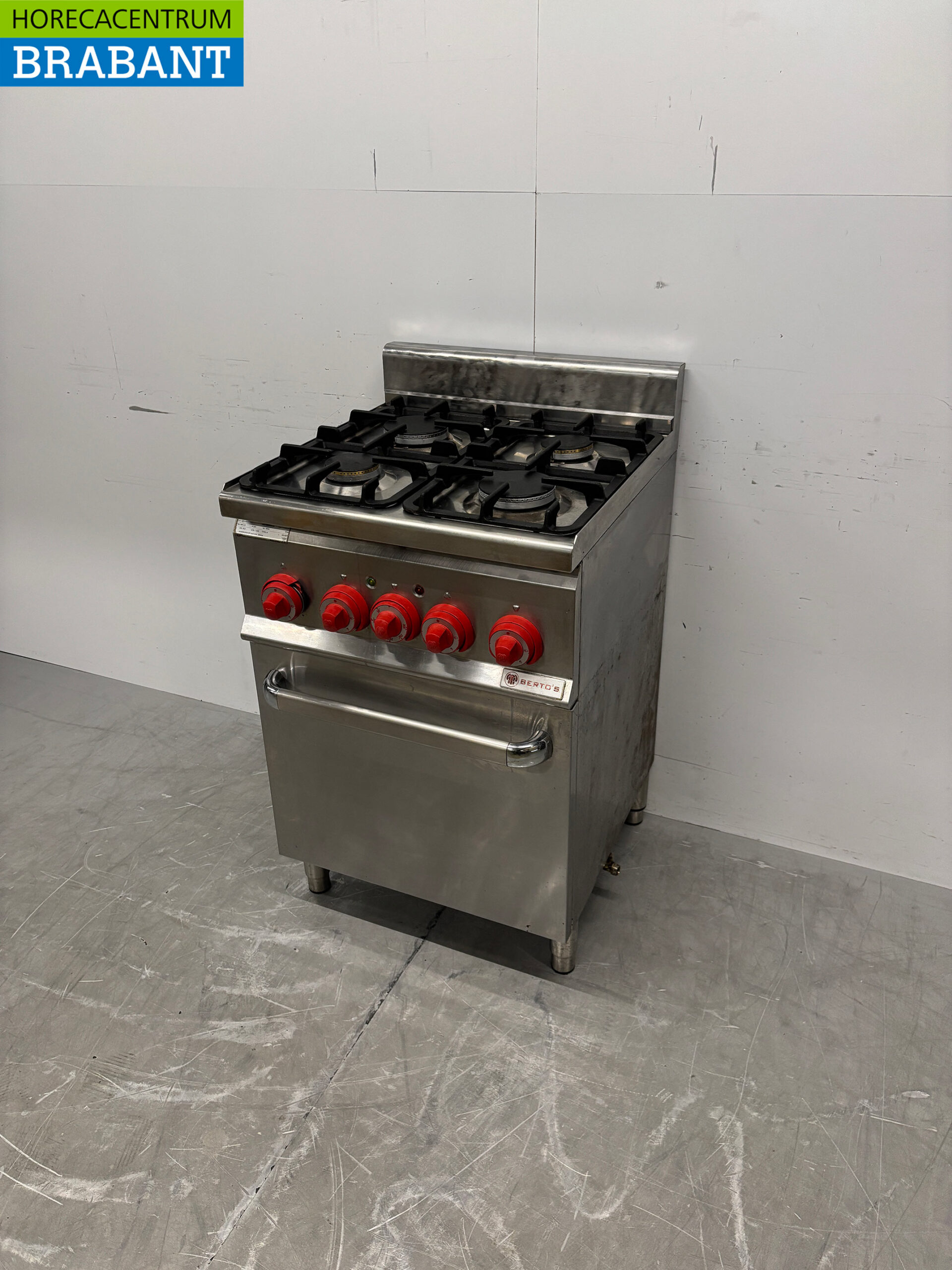 RVS Berto's 4 Pits Fornuis met oven 3 x 1/1 GN GAS + 230V Horeca - Afbeelding 2