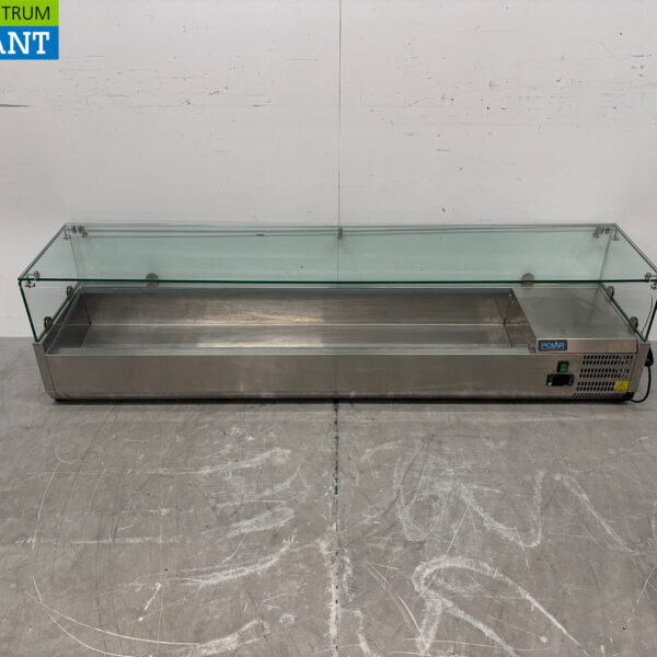 RVS Polar Opzetvitrine Opzet koelvitrine saladière 8 x 1/3 GN 180 cm Horeca