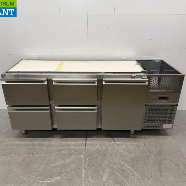 RVS Dora Metal Koelwerkbank 4 Laden en 1 Deur 182 cm 230V Horeca