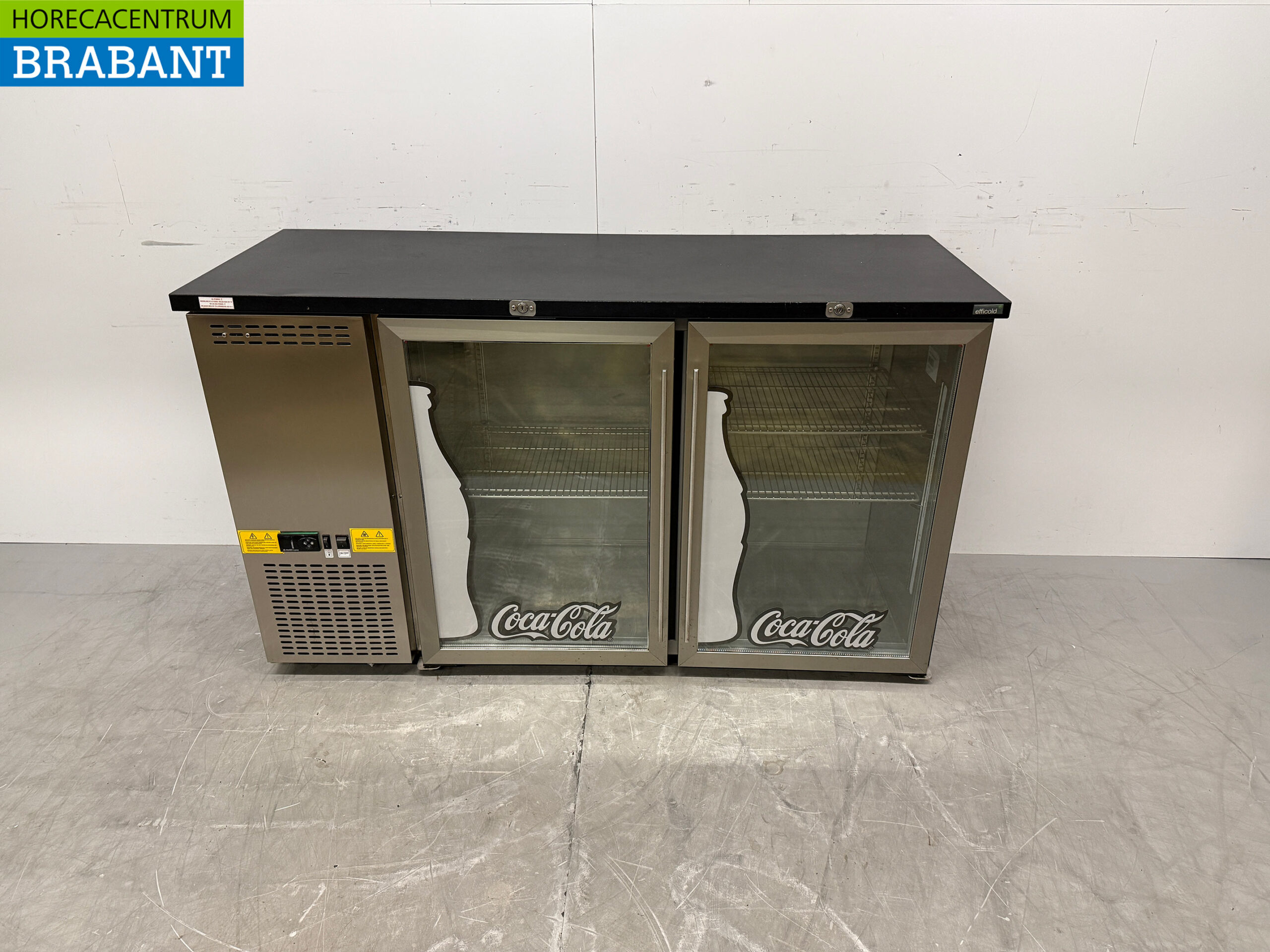 RVS Efficold Barkoeling 2 Glazen Klapdeuren 146 cm 230V Horeca