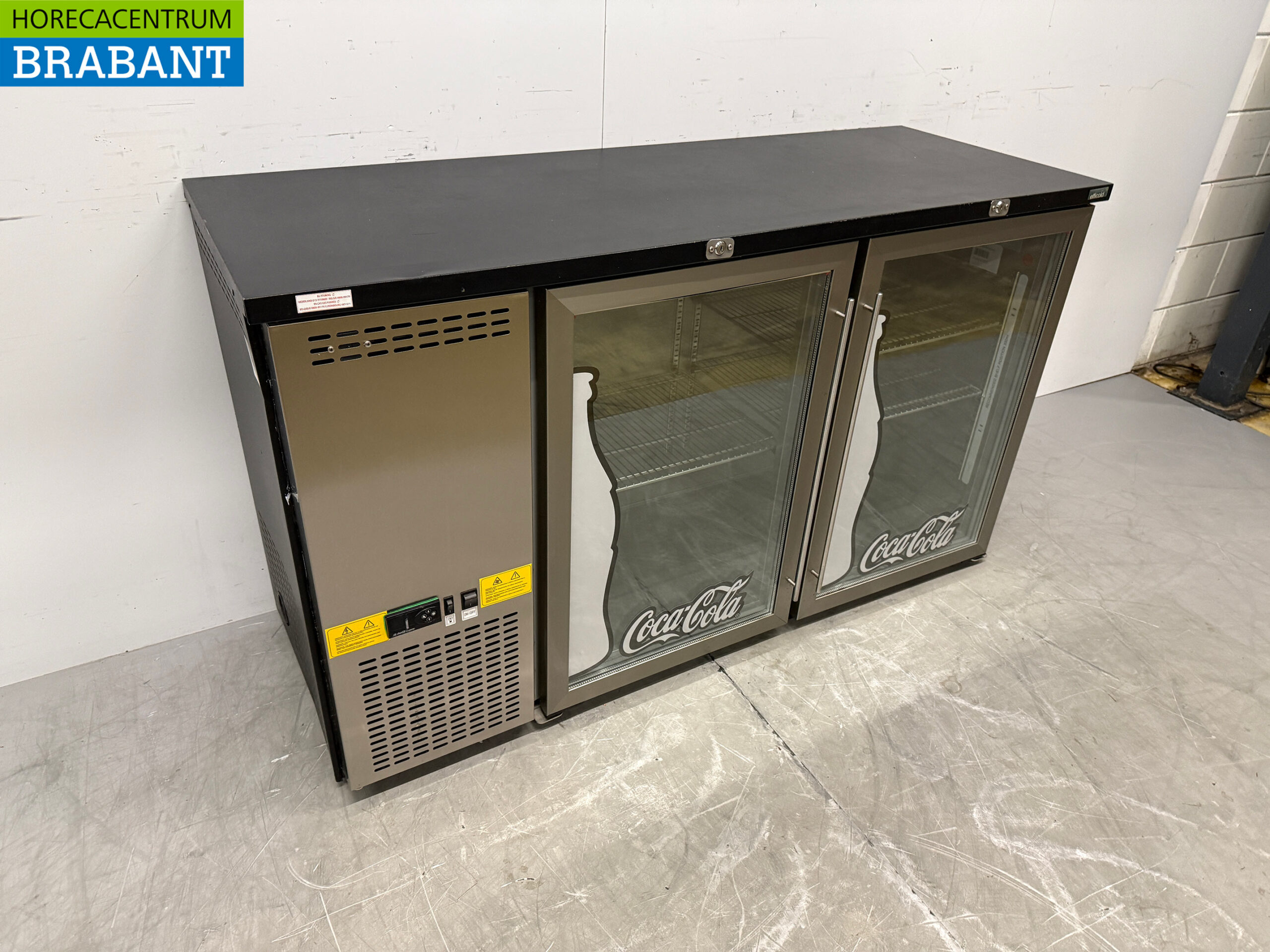 RVS Efficold Barkoeling 2 Glazen Klapdeuren 146 cm 230V Horeca - Afbeelding 3