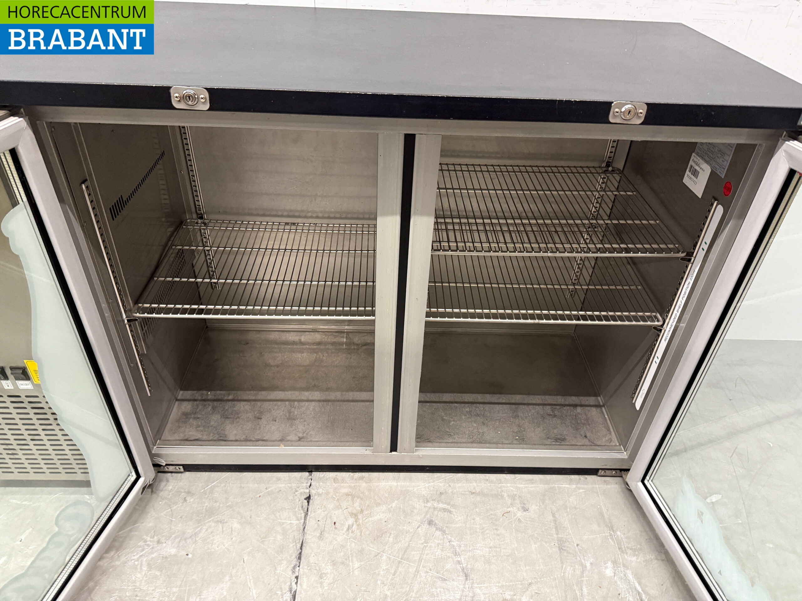 RVS Efficold Barkoeling 2 Glazen Klapdeuren 146 cm 230V Horeca - Afbeelding 4
