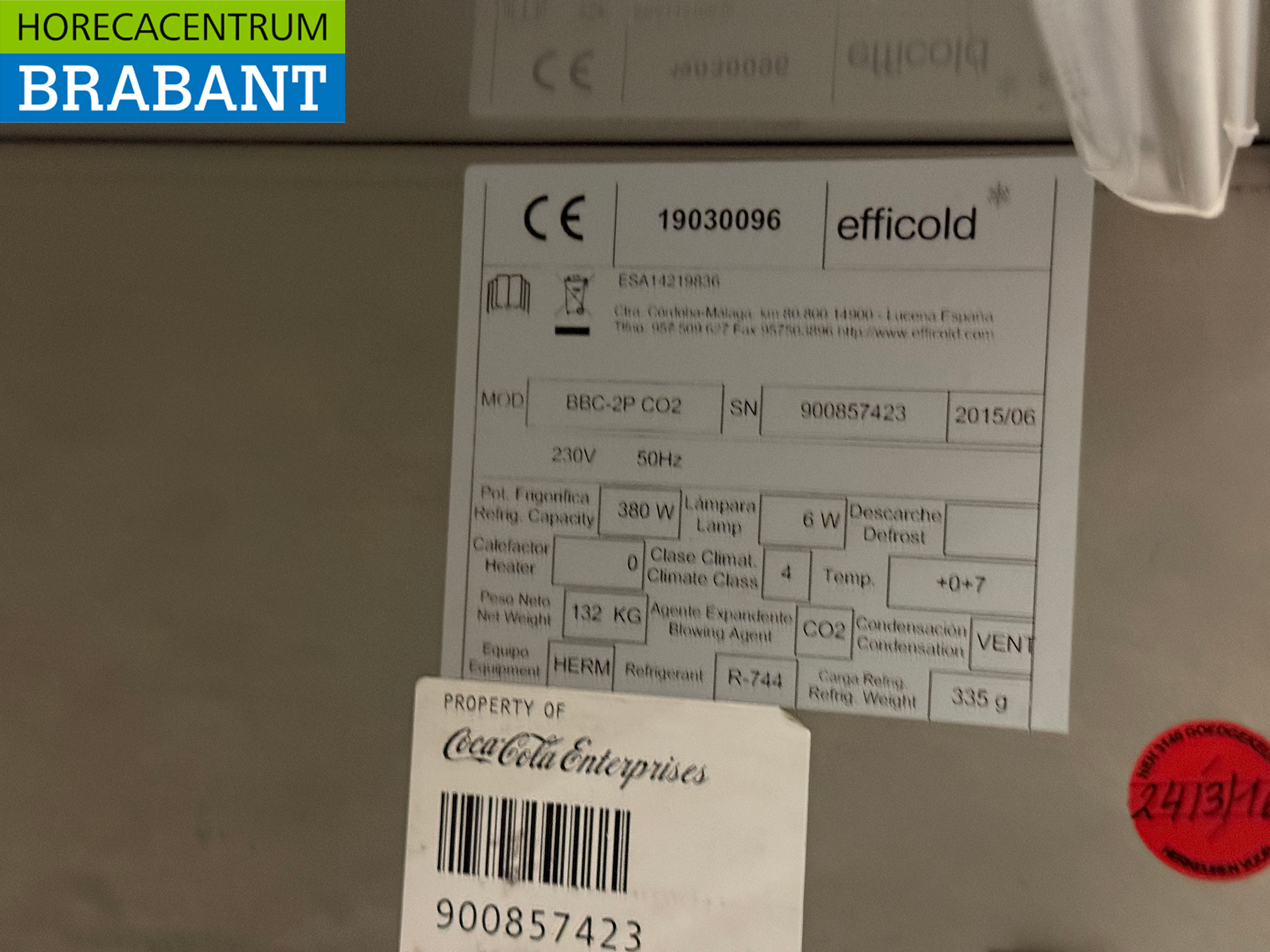 RVS Efficold Barkoeling 2 Glazen Klapdeuren 146 cm 230V Horeca - Afbeelding 5