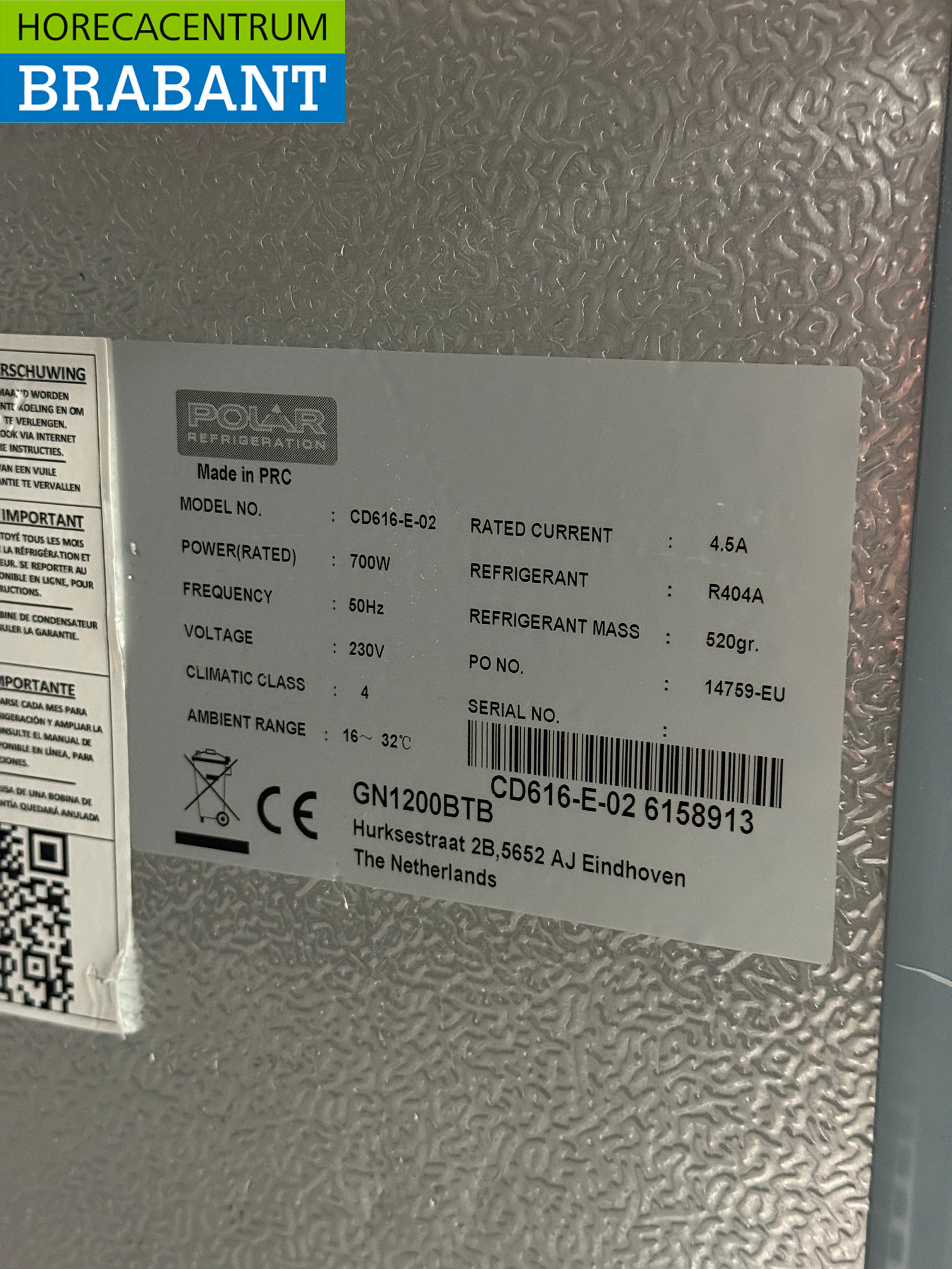 Polar Verrijdbare Dubbeldeurs Vriezer 1200 liter 230V Horeca - Afbeelding 5