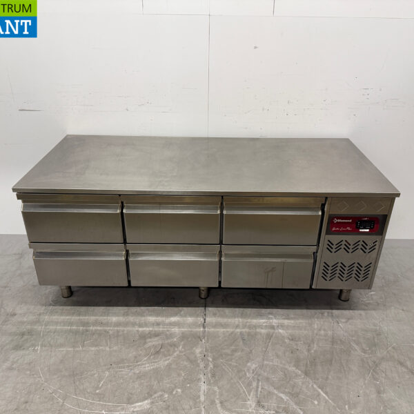 RVS Diamond Onderbouw Koelwerkbank 6 laden 160 cm 230V Horeca