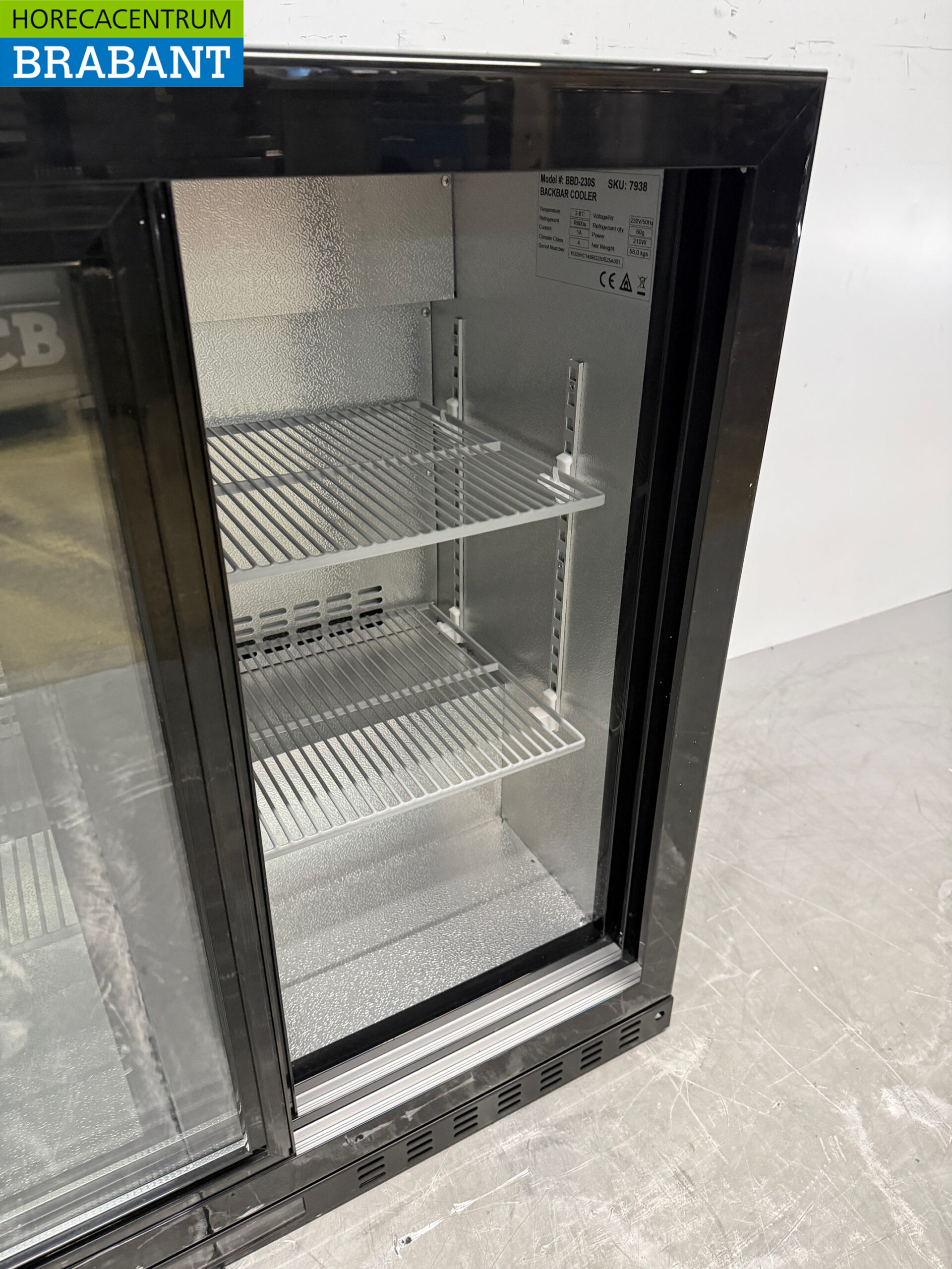Backbar Barkoeling Glazen schuifdeuren 218 liter 90 cm 230V Horeca - Afbeelding 4