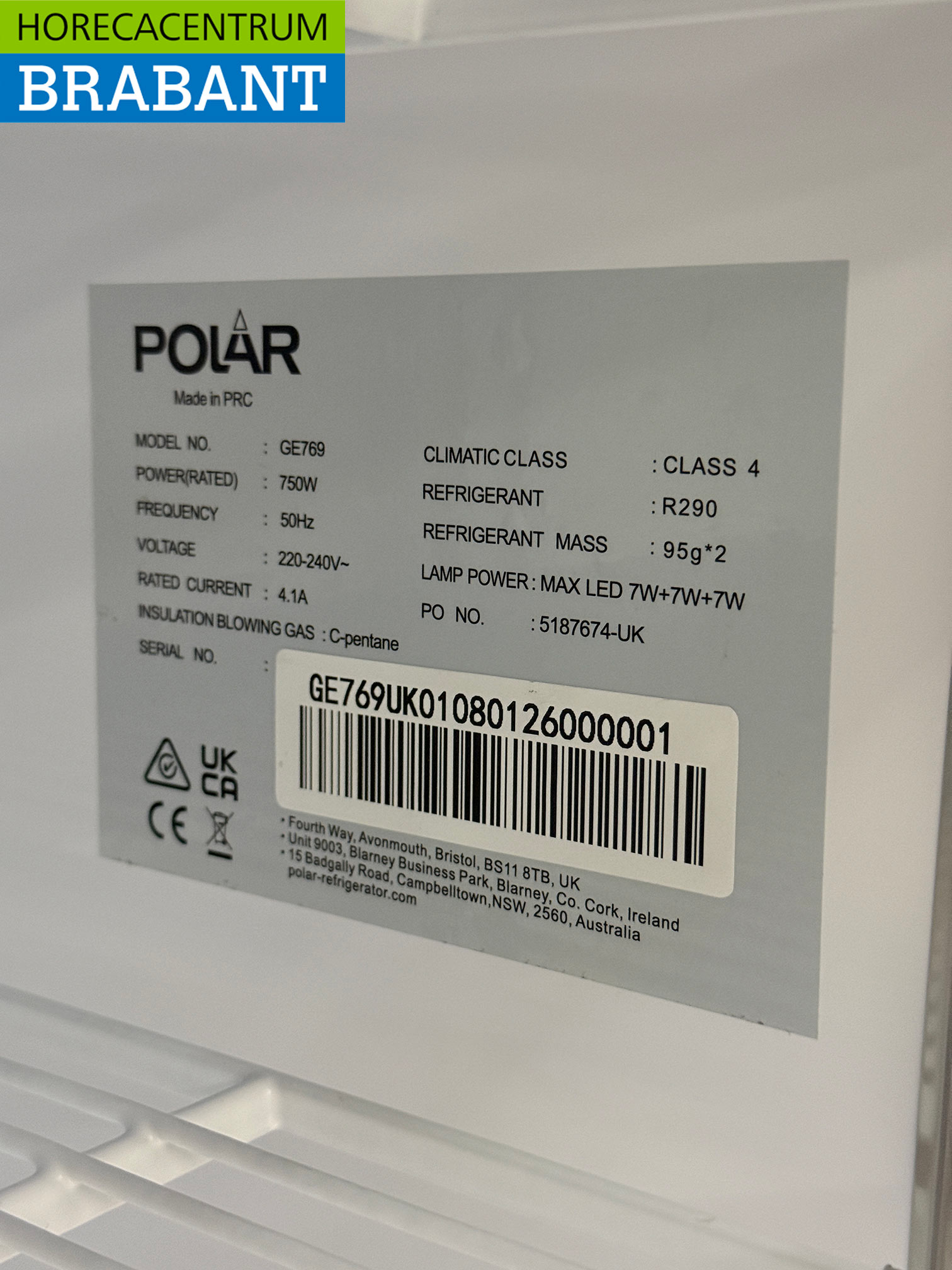 Polar Verrijdbare 3 Glasdeur Koeling 1300 liter 230V Horeca - Afbeelding 6