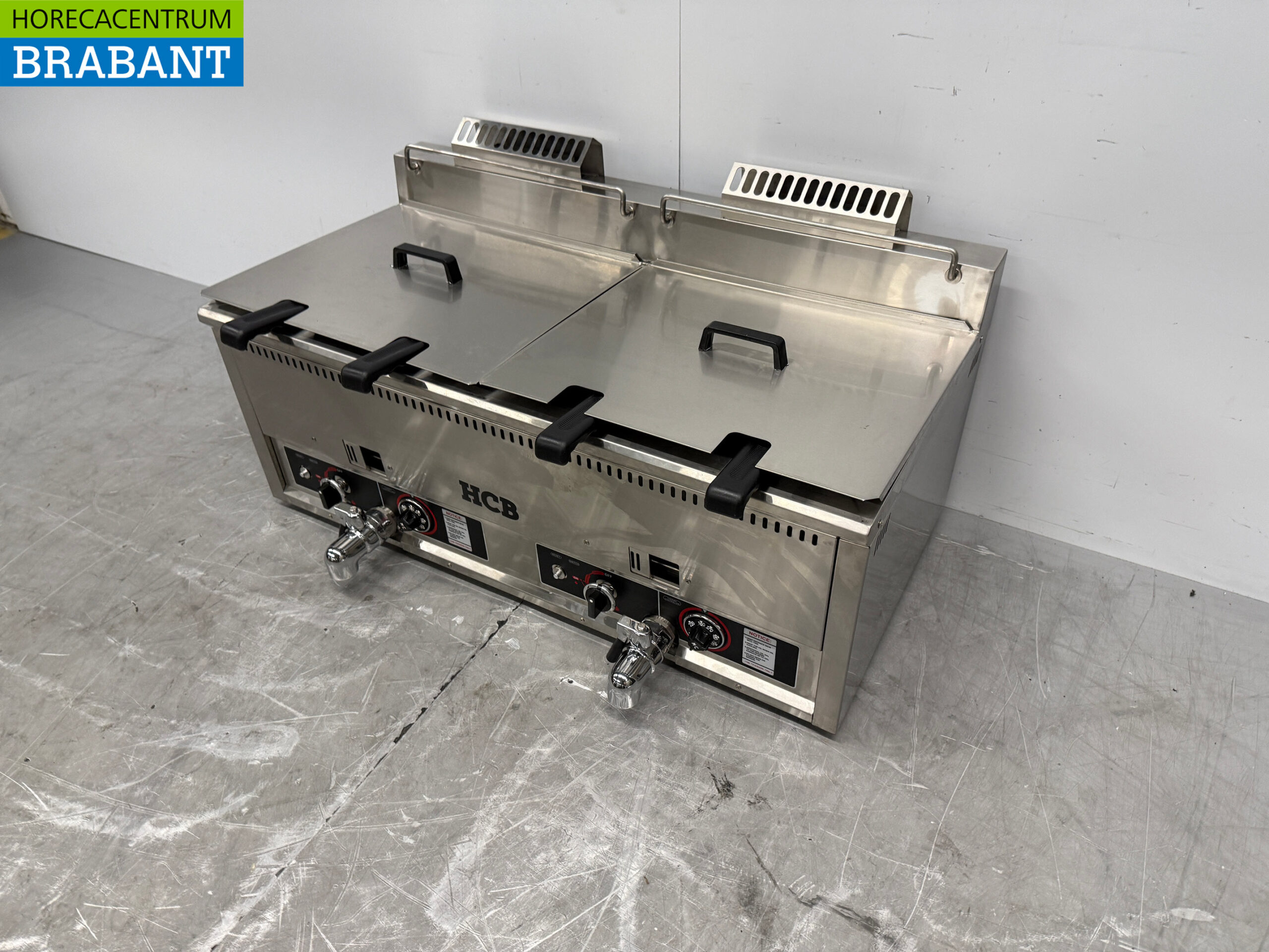 RVS Dubbele Friteuse Frituur 2 x 30 liter PROPAAN gas Horeca - Afbeelding 2