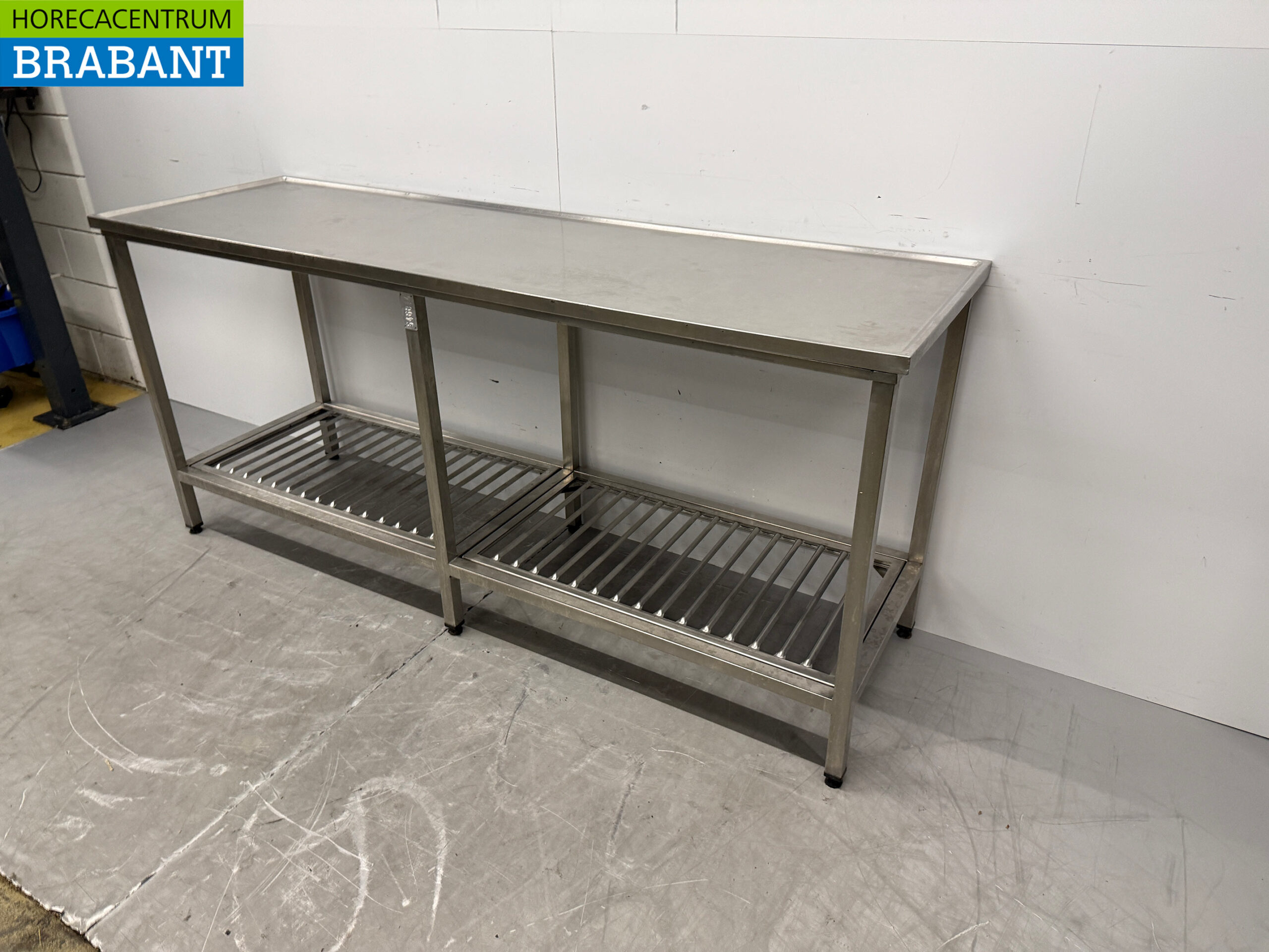 RVS Werktafel met onderschap 200 x 60 x 91 cm Horeca - Afbeelding 2