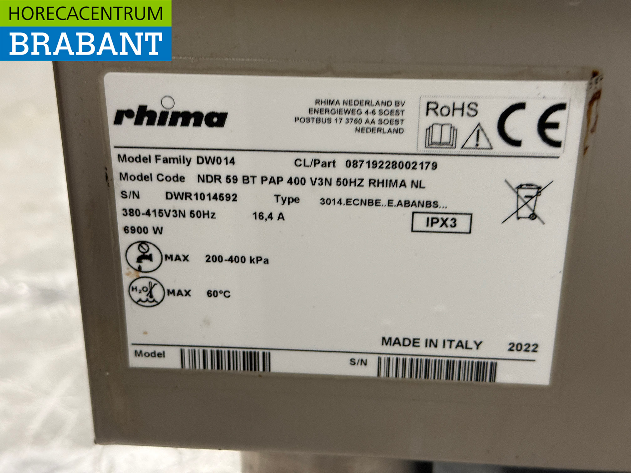 RVS Rhima DR 59 Doorschuifvaatwasser 400V Horeca - Afbeelding 7