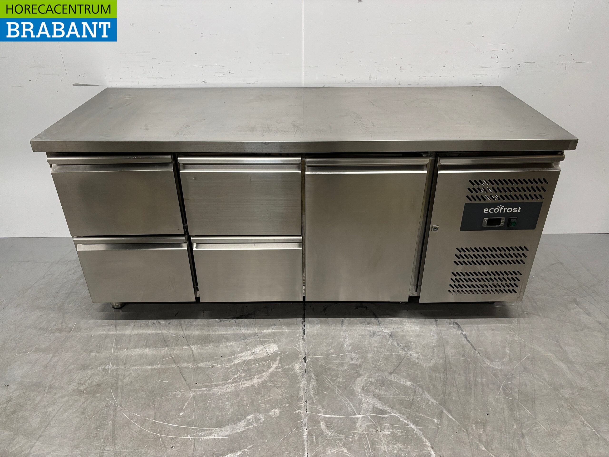 RVS Ecofrost Koelwerkbank 4 Laden en 1 deur 180 cm 230V Horeca