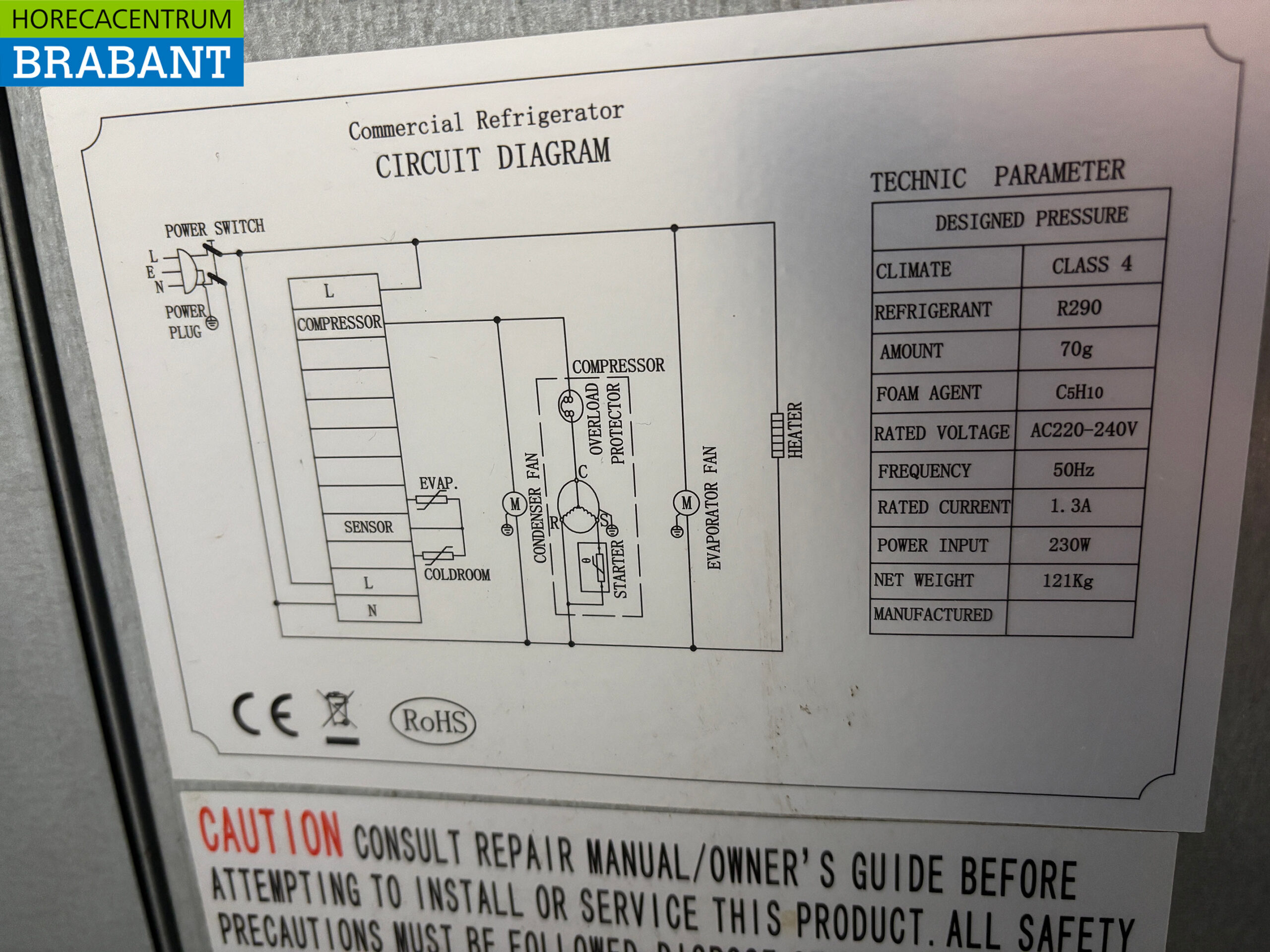 RVS Ecofrost Koelwerkbank 4 Laden en 1 deur 180 cm 230V Horeca - Afbeelding 6