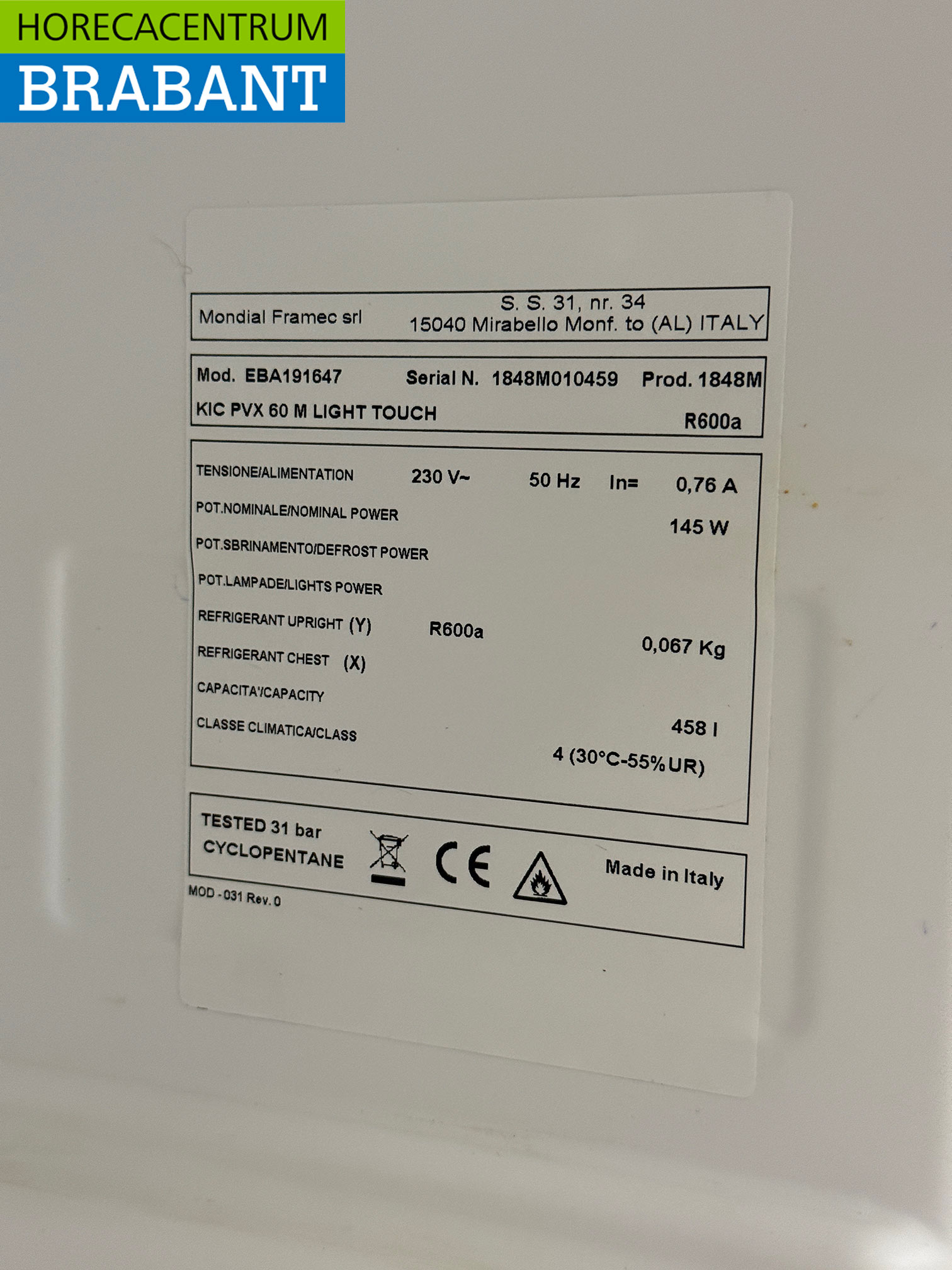 RVS Mondial Elite Koelkast 458 liter 230V Horeca - Afbeelding 5