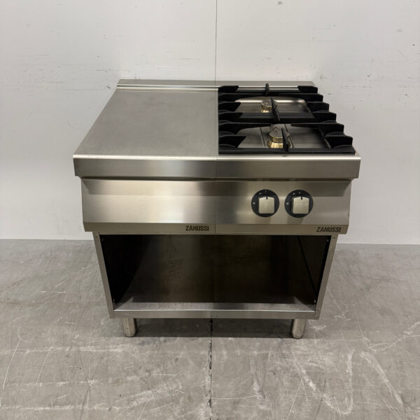 RVS Zanussi 2 pits Fornuis met Werkunit 80 cm GAS Horeca