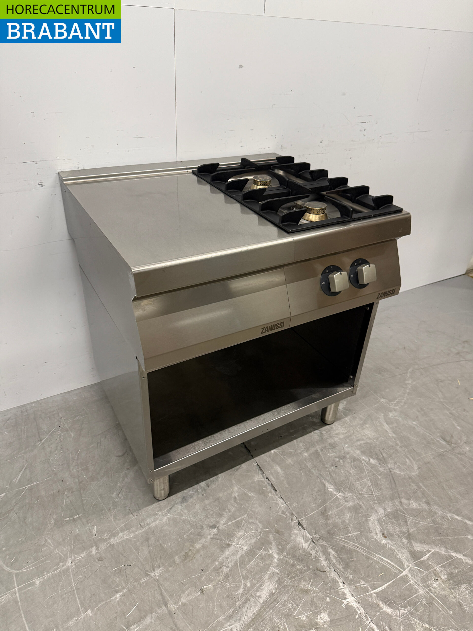 RVS Zanussi 2 pits Fornuis met Werkunit 80 cm GAS Horeca - Afbeelding 3