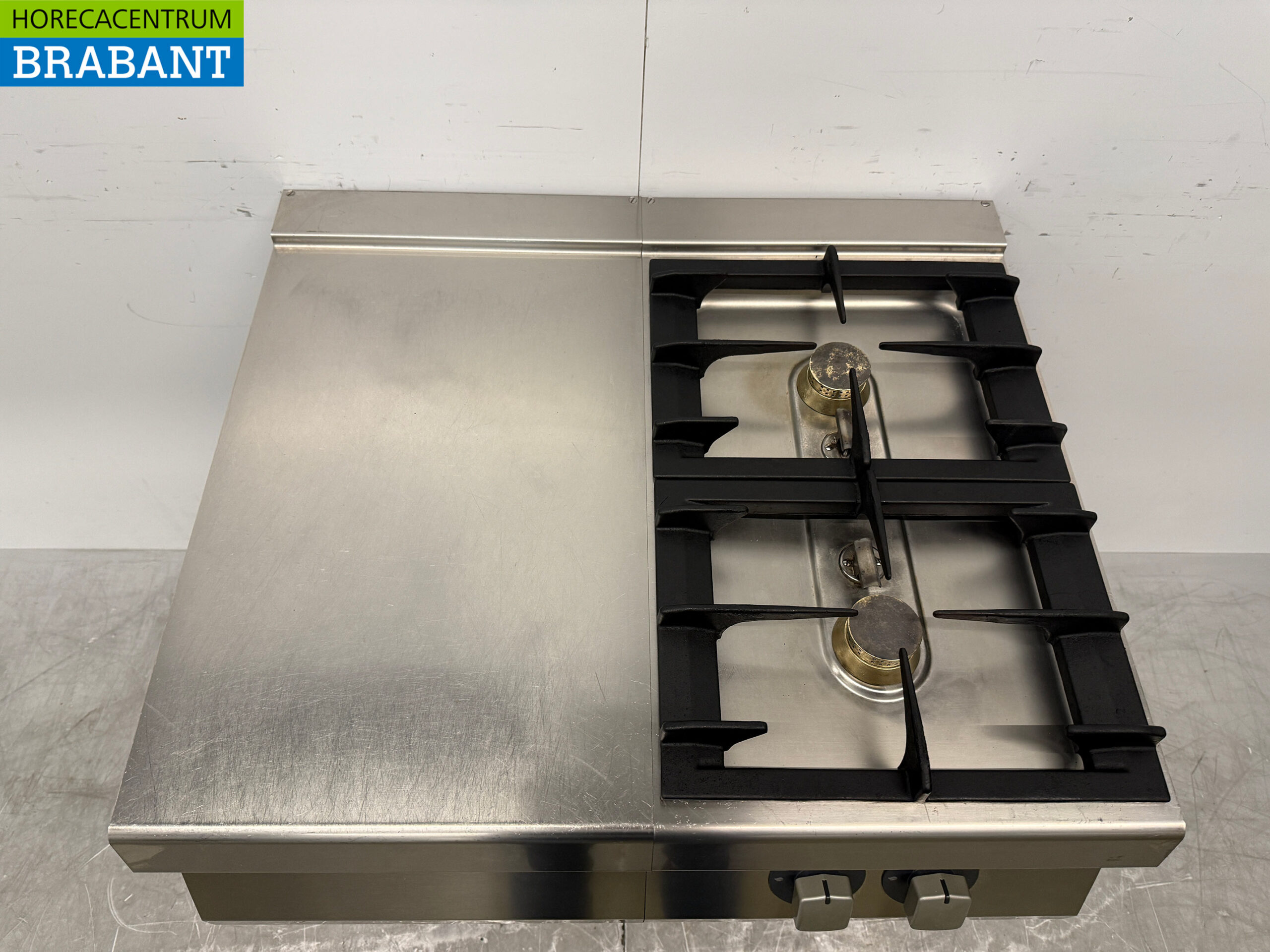RVS Zanussi 2 pits Fornuis met Werkunit 80 cm GAS Horeca - Afbeelding 4