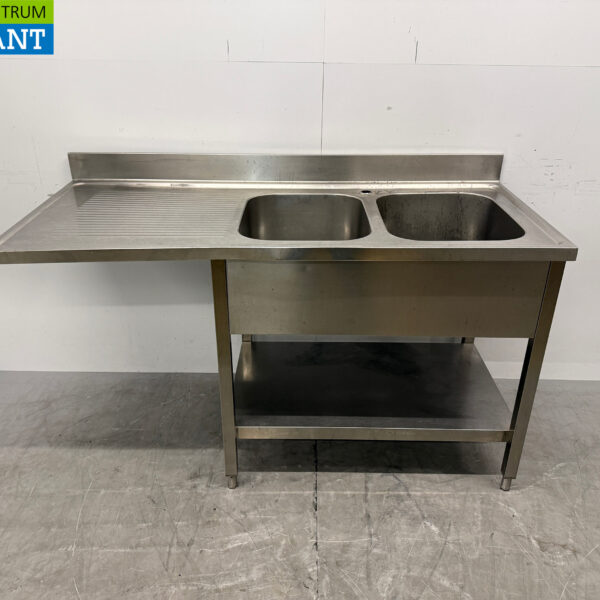 RVS Spoeltafel Dubbele Spoelbak 160 x 70 x 87,5 cm Horeca