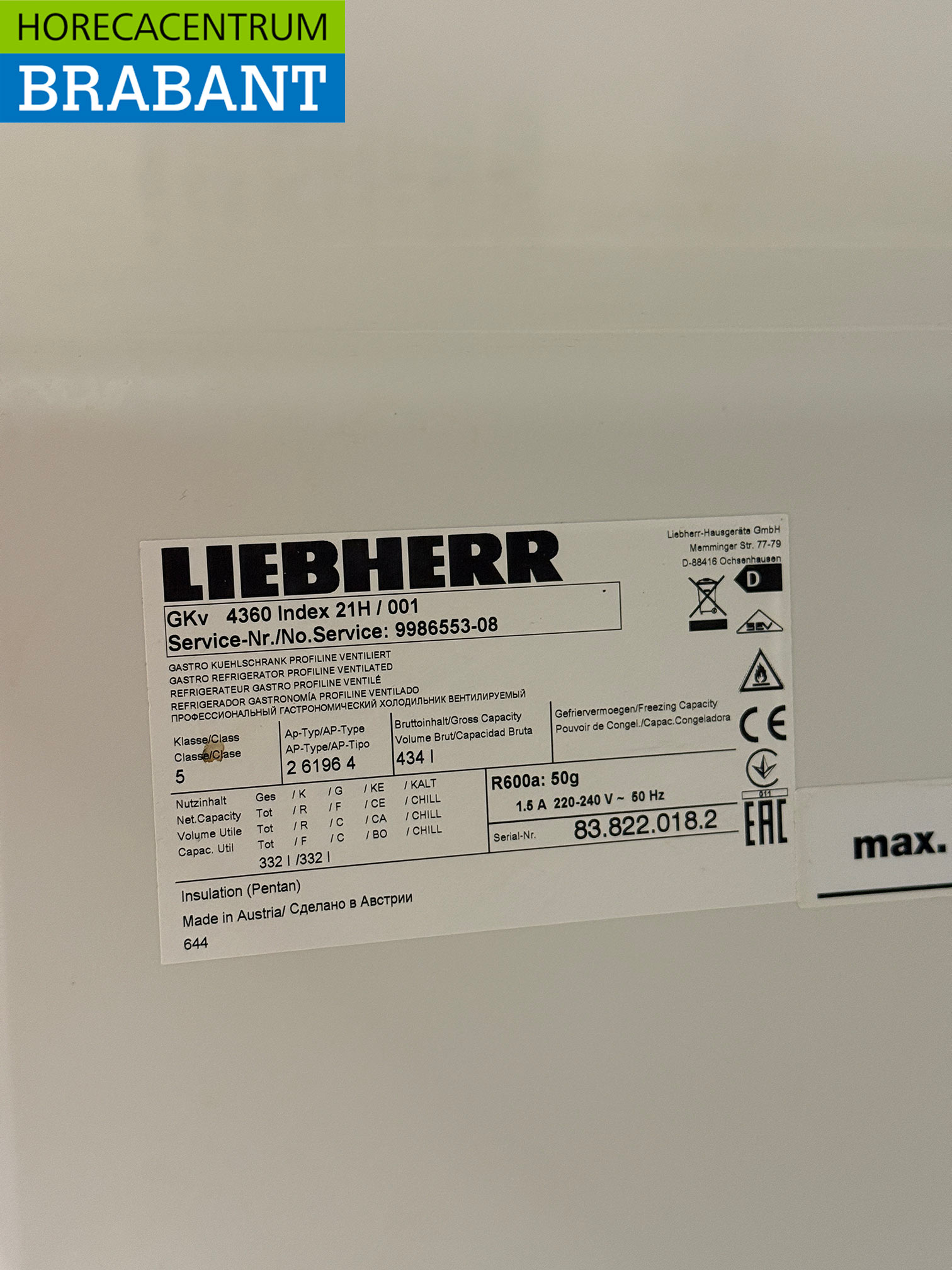 RVS Liebherr Koeling 434 liter 230V Horeca - Afbeelding 5