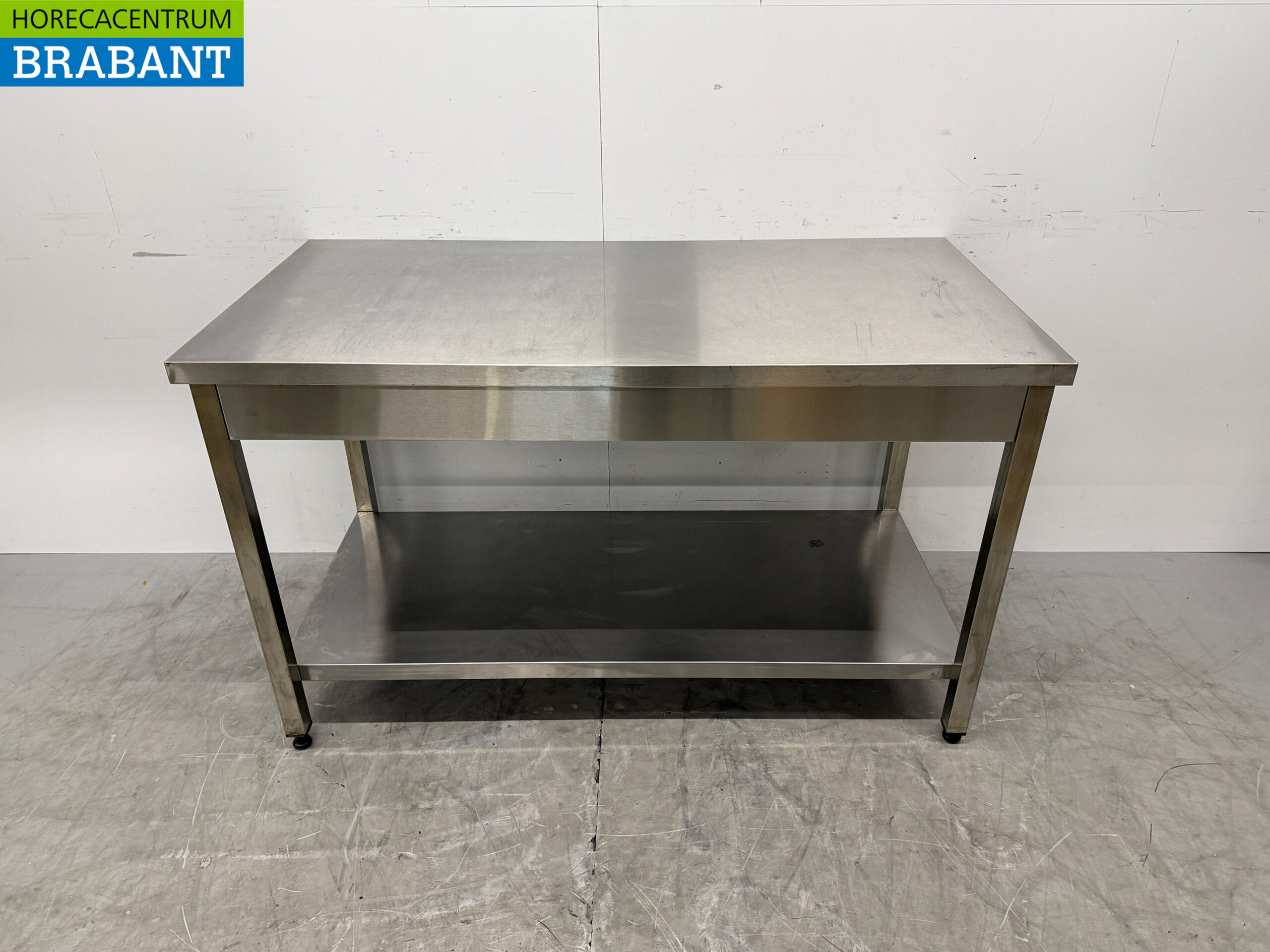 RVS Werktafel Tafel met onderschap 140 x 70 x 86 cm Horeca