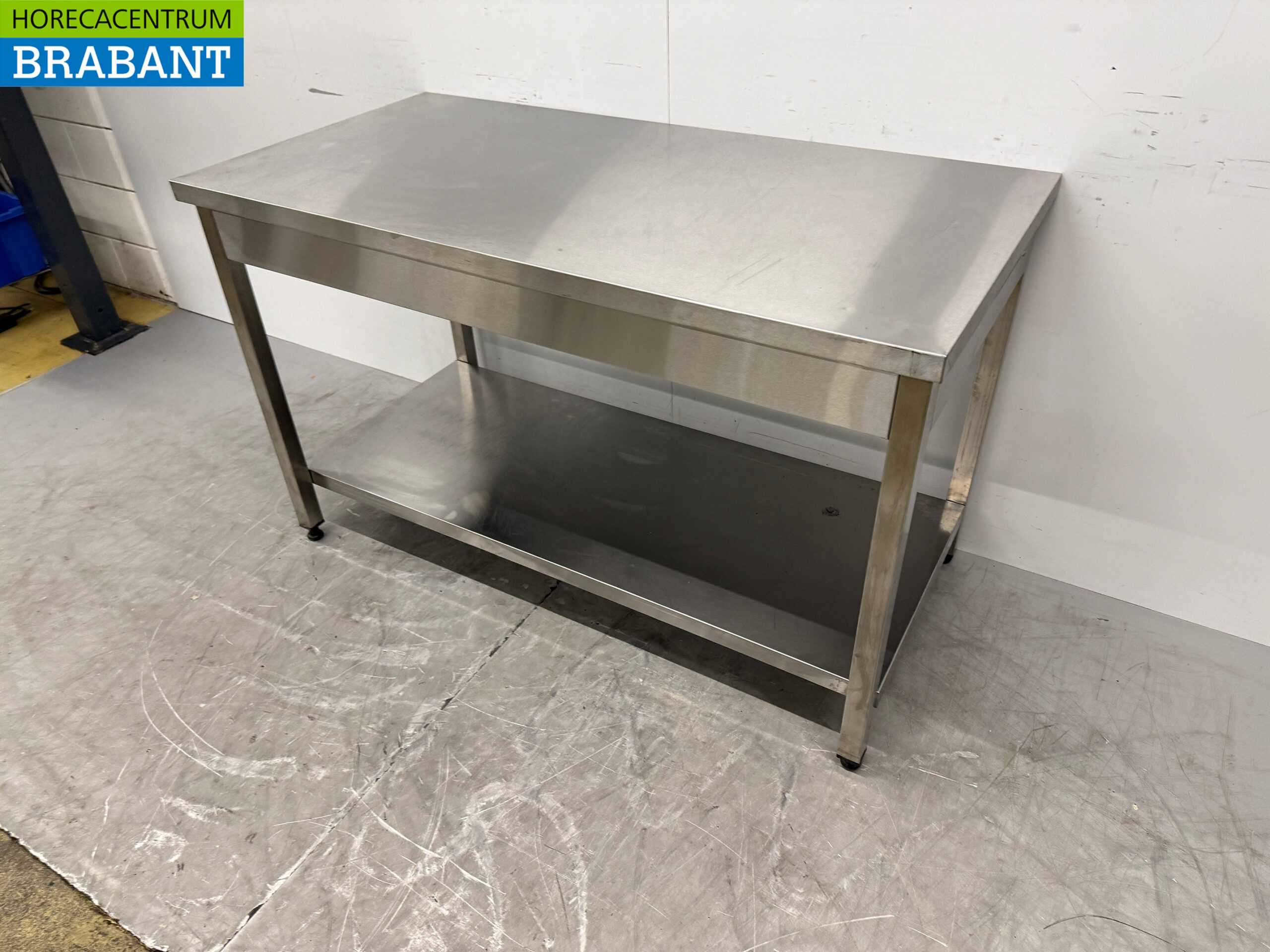 RVS Werktafel Tafel met onderschap 140 x 70 x 86 cm Horeca - Afbeelding 2