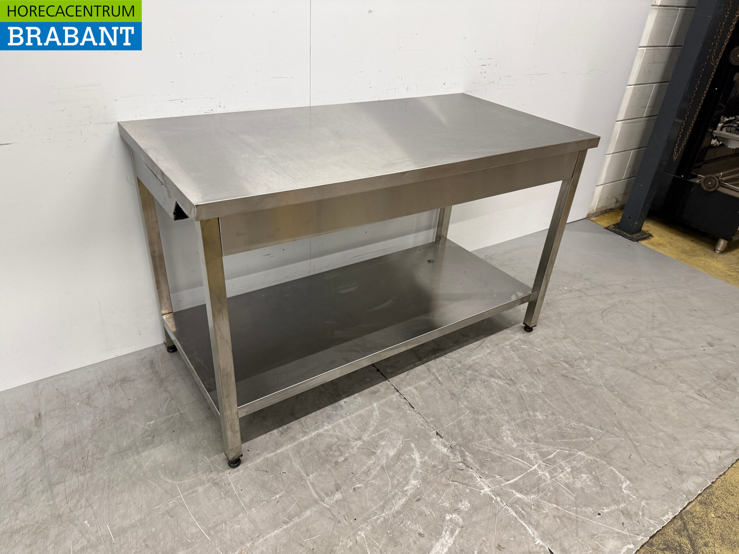 RVS Werktafel Tafel met onderschap 140 x 70 x 86 cm Horeca - Afbeelding 3
