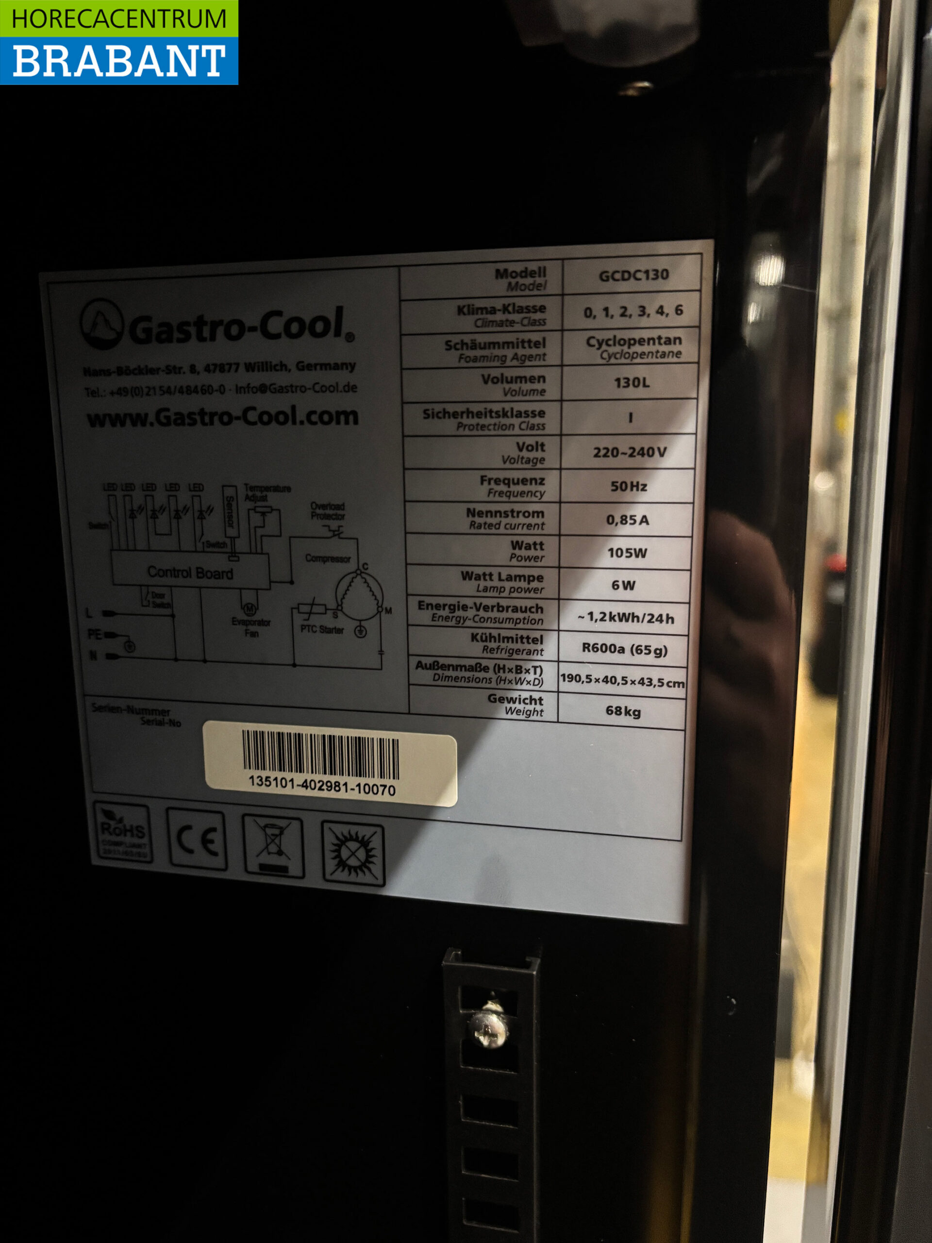 Gastro-Cool Glasdeurkoeling Koelkast Drankkoelkast Glazen deur 155 liter 230V Horeca - Afbeelding 5