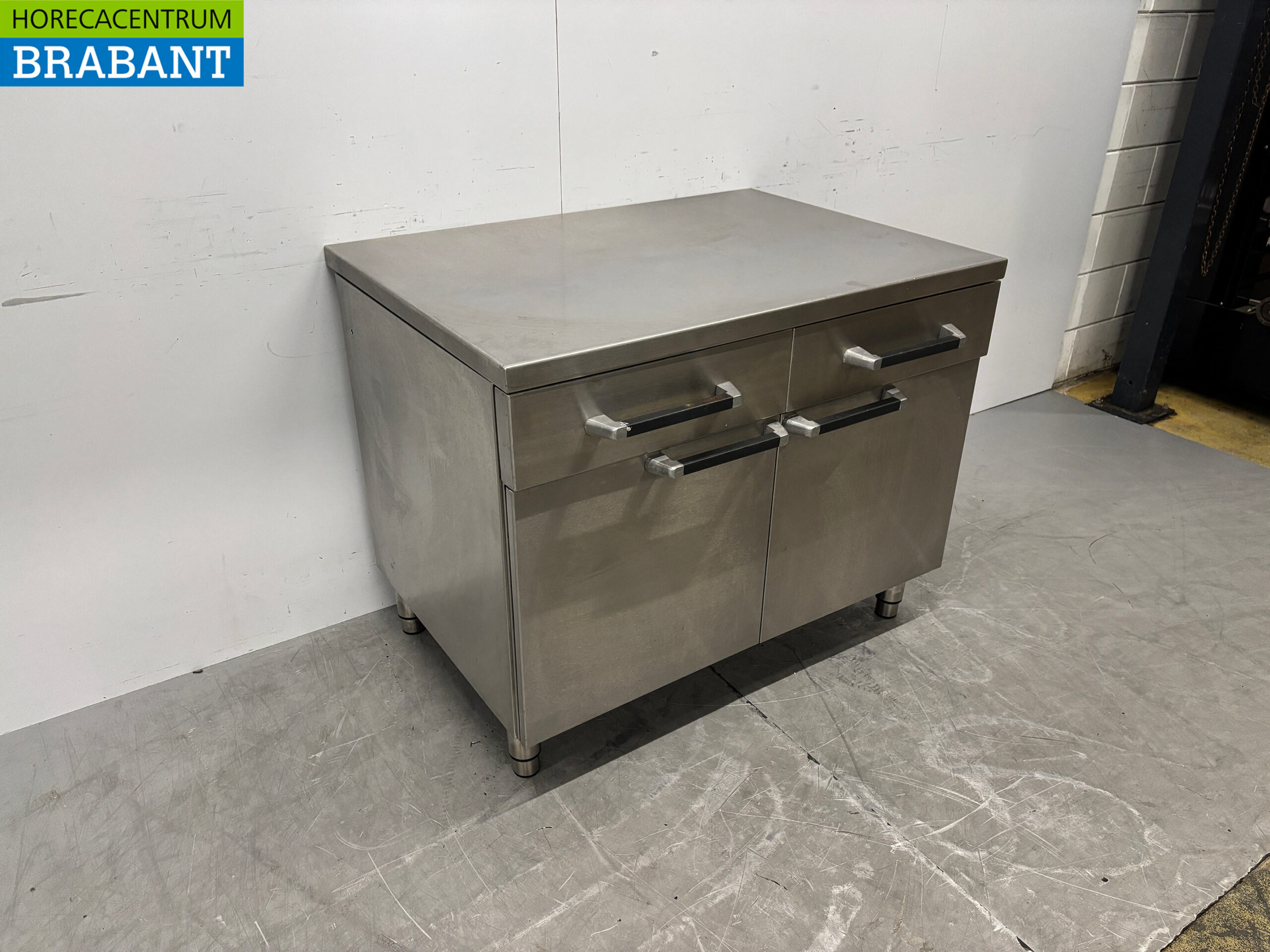 RVS Werkkast Kast 2 Klapdeuren en 2 Laden 105 cm Horeca - Afbeelding 3