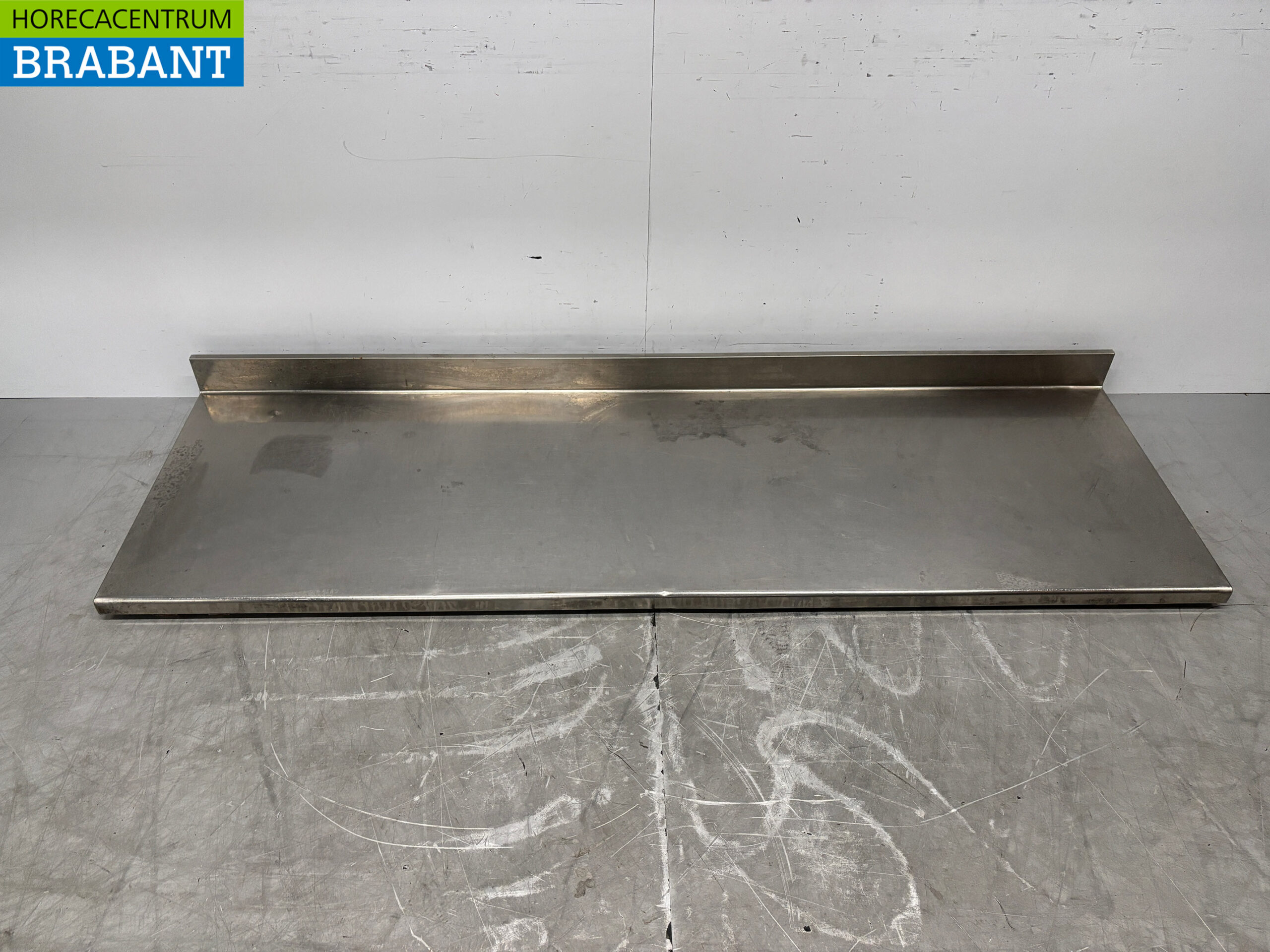 RVS Werkblad Blad met opstaande rand 226 x 70 cm Horeca