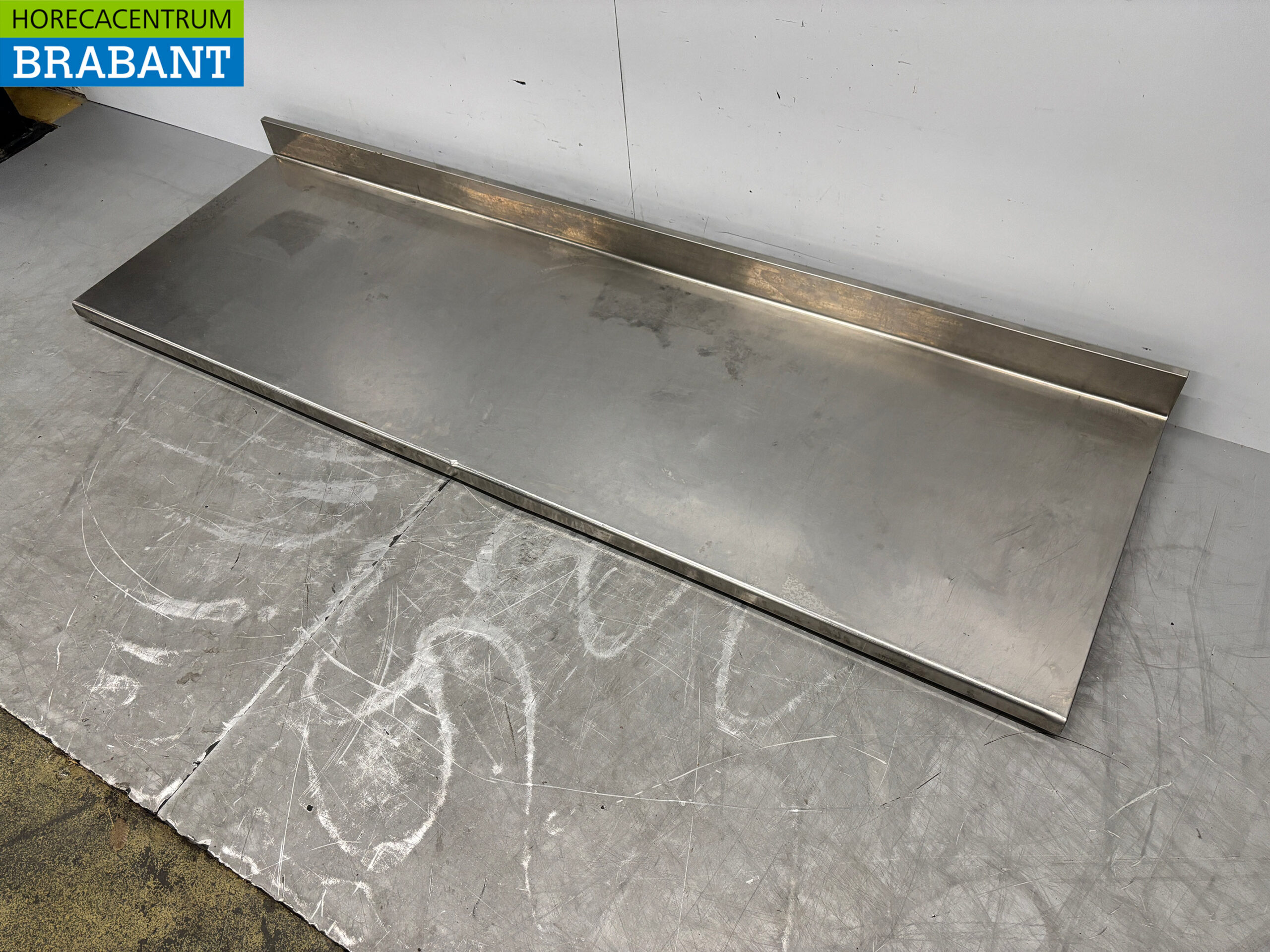 RVS Werkblad Blad met opstaande rand 226 x 70 cm Horeca - Afbeelding 2