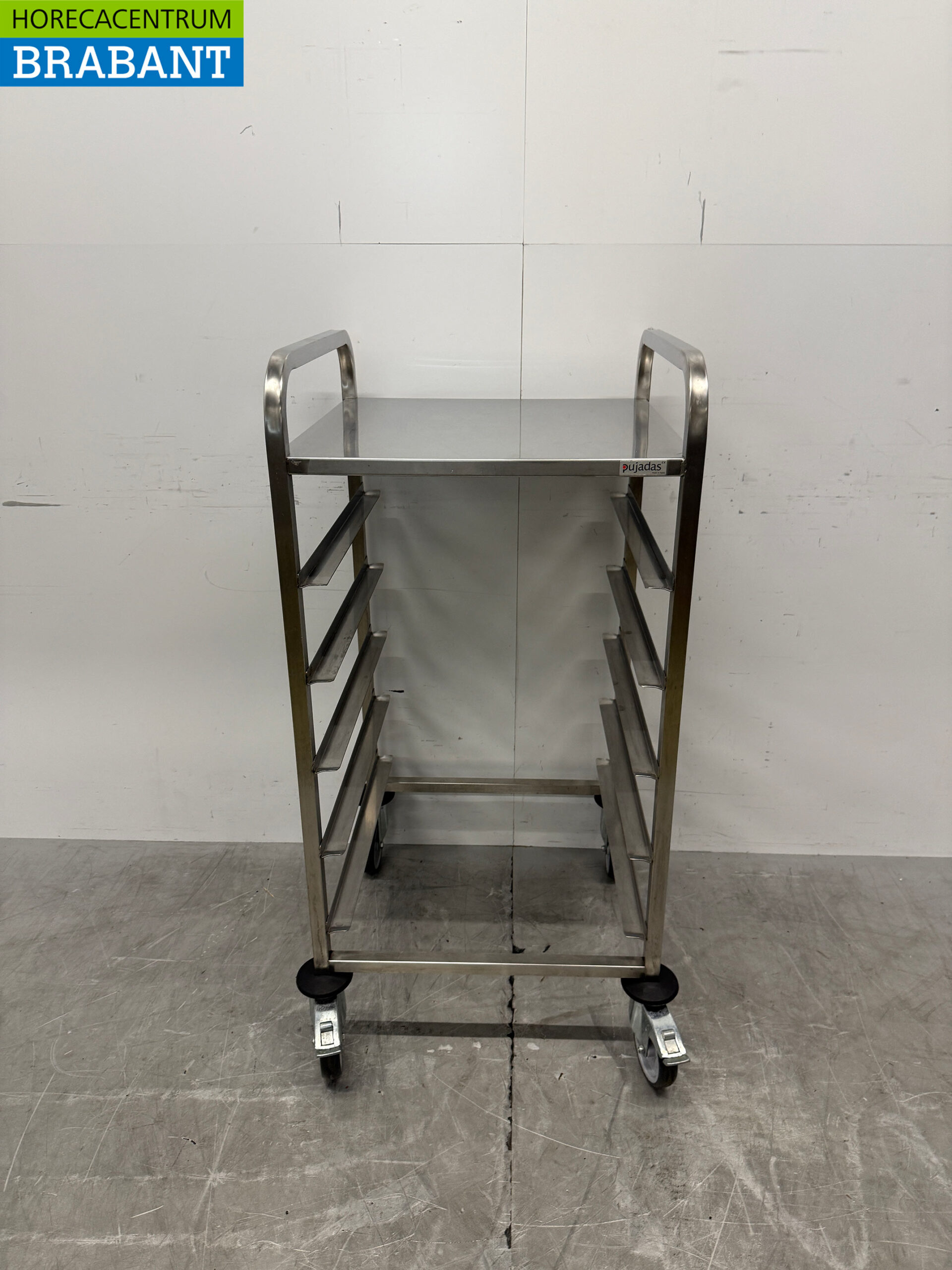 HCB RVS Regaalwagen voor 5 waskratten waskorven 50 x 50 cm Horeca
