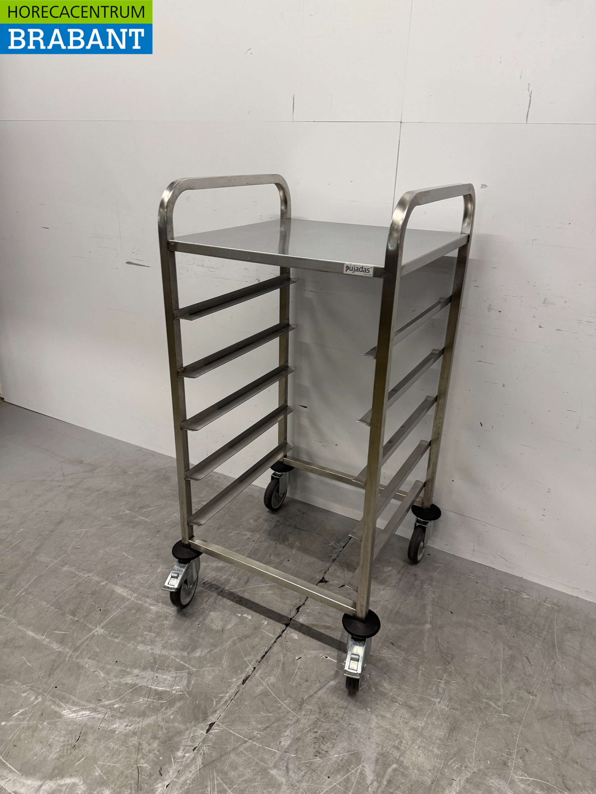 HCB RVS Regaalwagen voor 5 waskratten waskorven 50 x 50 cm Horeca - Afbeelding 2