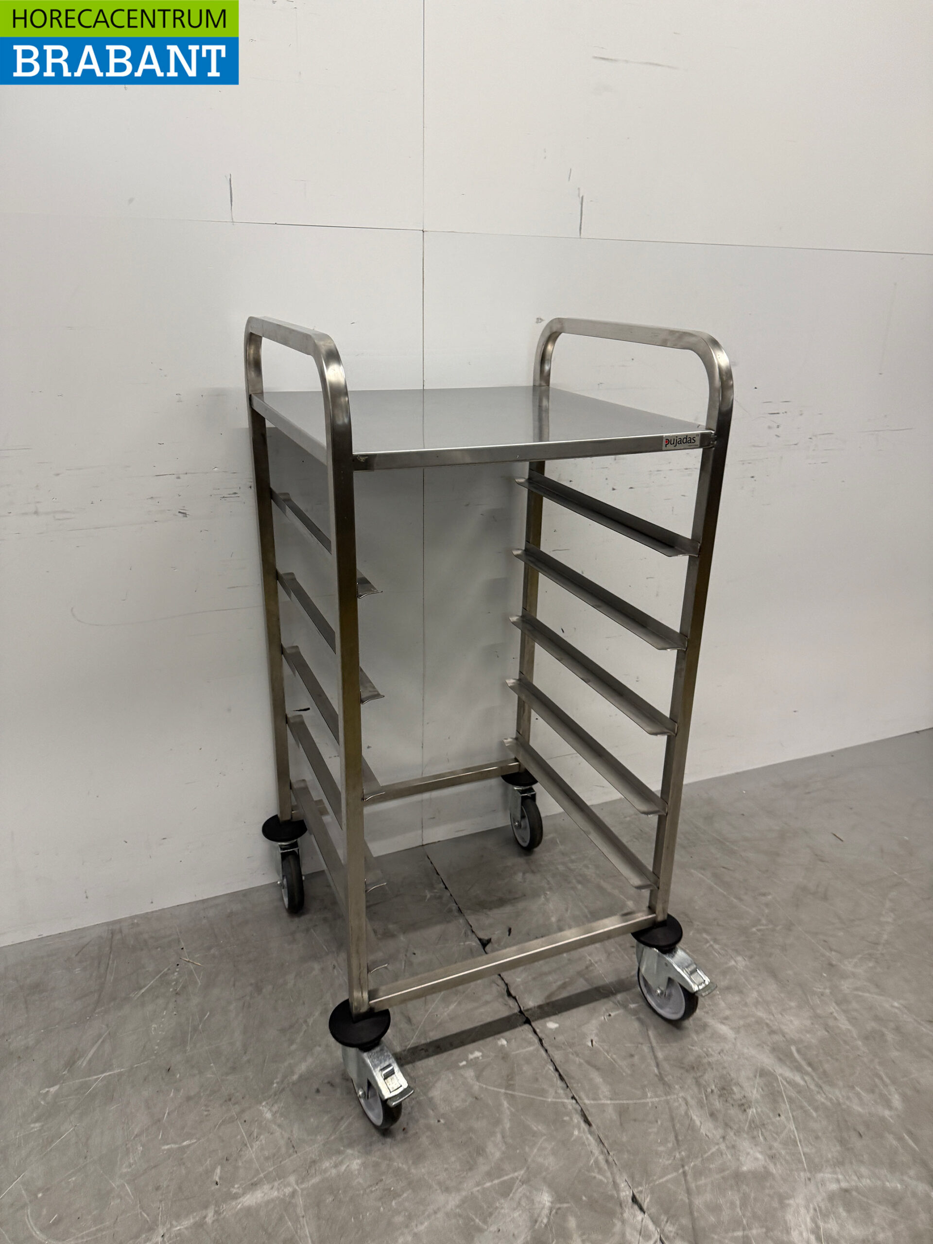 HCB RVS Regaalwagen voor 5 waskratten waskorven 50 x 50 cm Horeca - Afbeelding 3