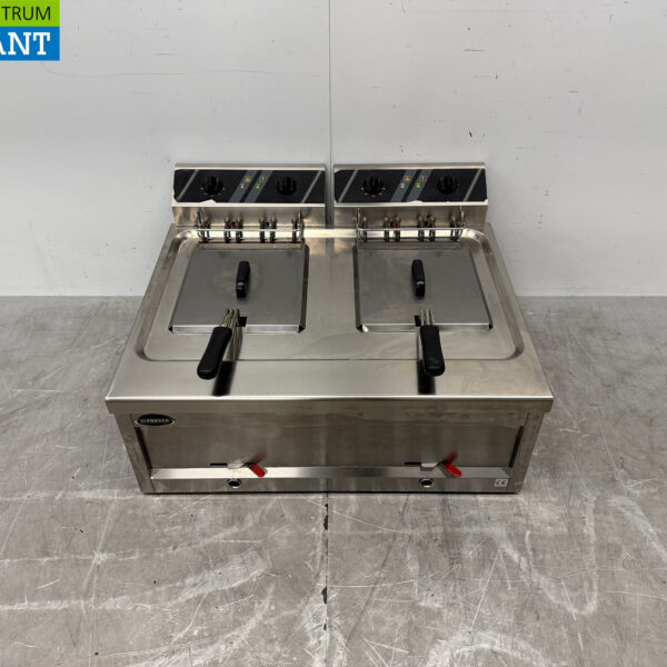 RVS Forved Dubbele Friteuse 2 x 12 liter 2 x 400V Horeca