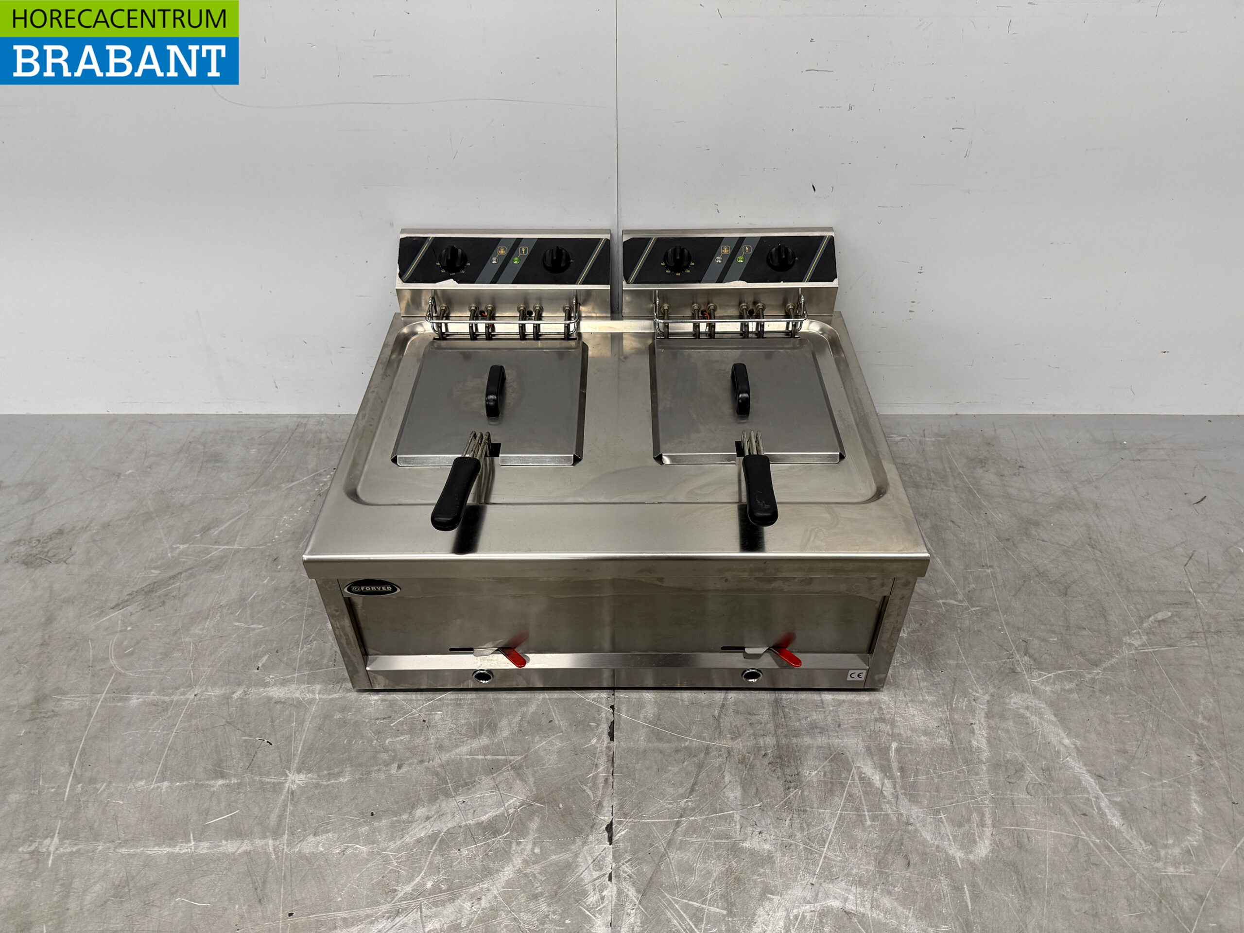 RVS Forved Dubbele Friteuse 2 x 12 liter 2 x 400V Horeca