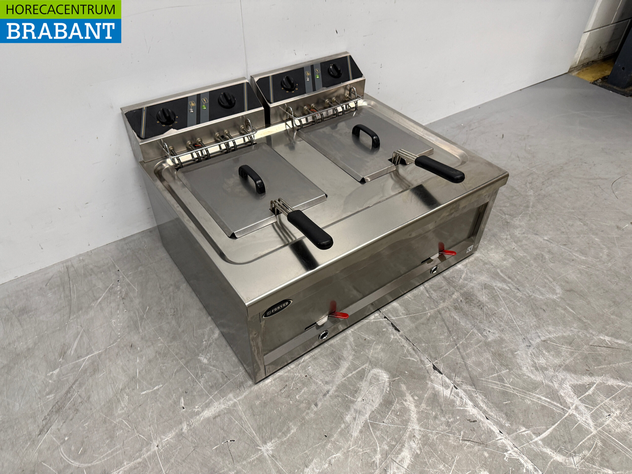 RVS Forved Dubbele Friteuse 2 x 12 liter 2 x 400V Horeca - Afbeelding 3