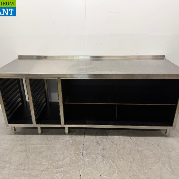 RVS Werktafel met regaal voor 1/1 GN 230 x 80 x 95,5 cm Horeca