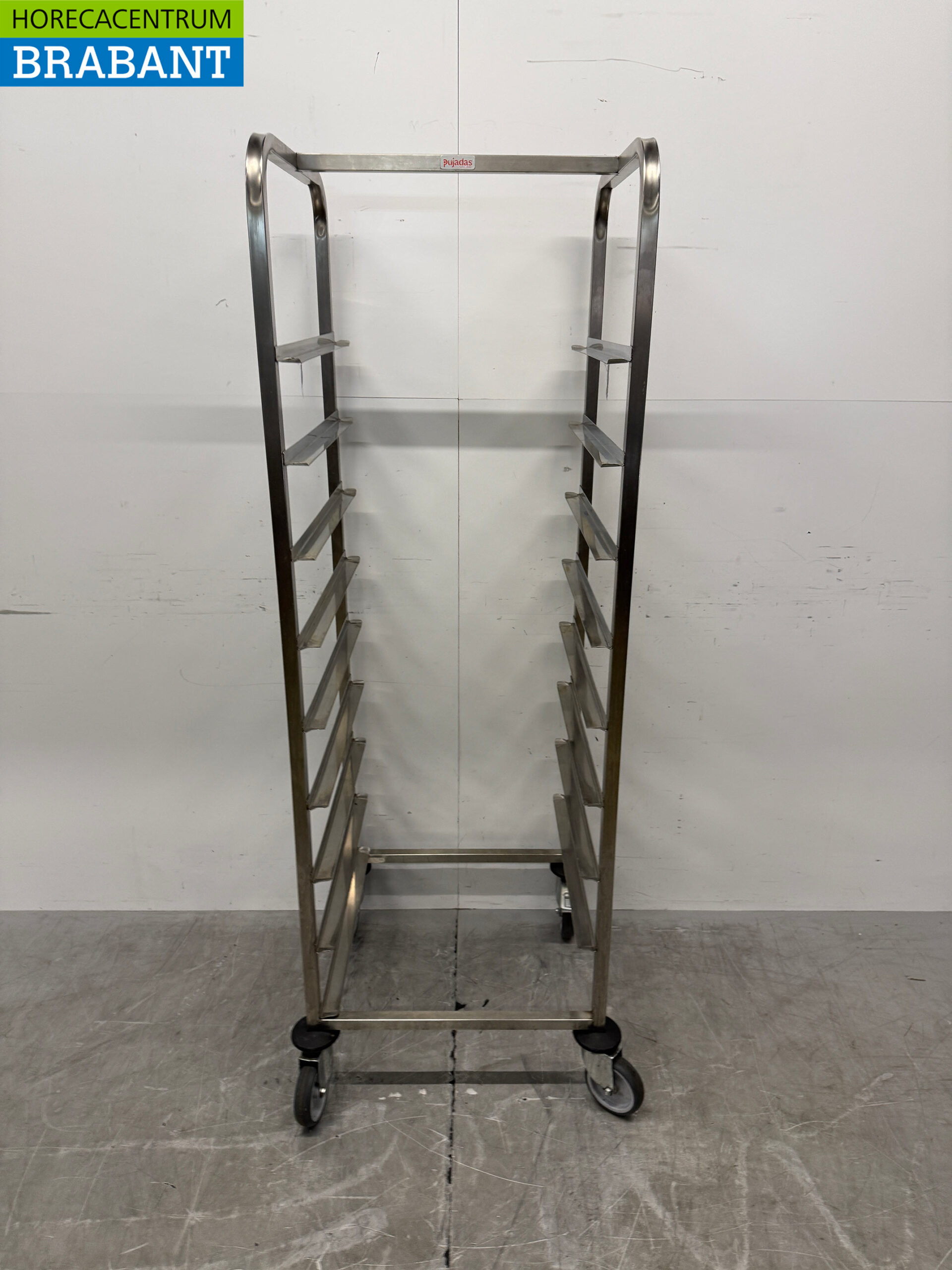 HCB RVS Regaalwagen voor 9 waskratten waskorven 50 x 50 cm Horeca
