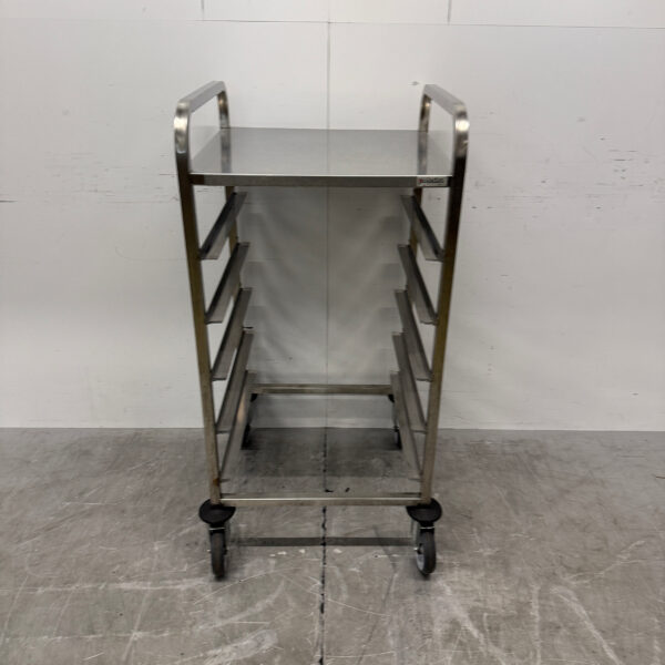 HCB RVS Regaalwagen voor 5 waskratten waskorven 50 x 50 cm Horeca