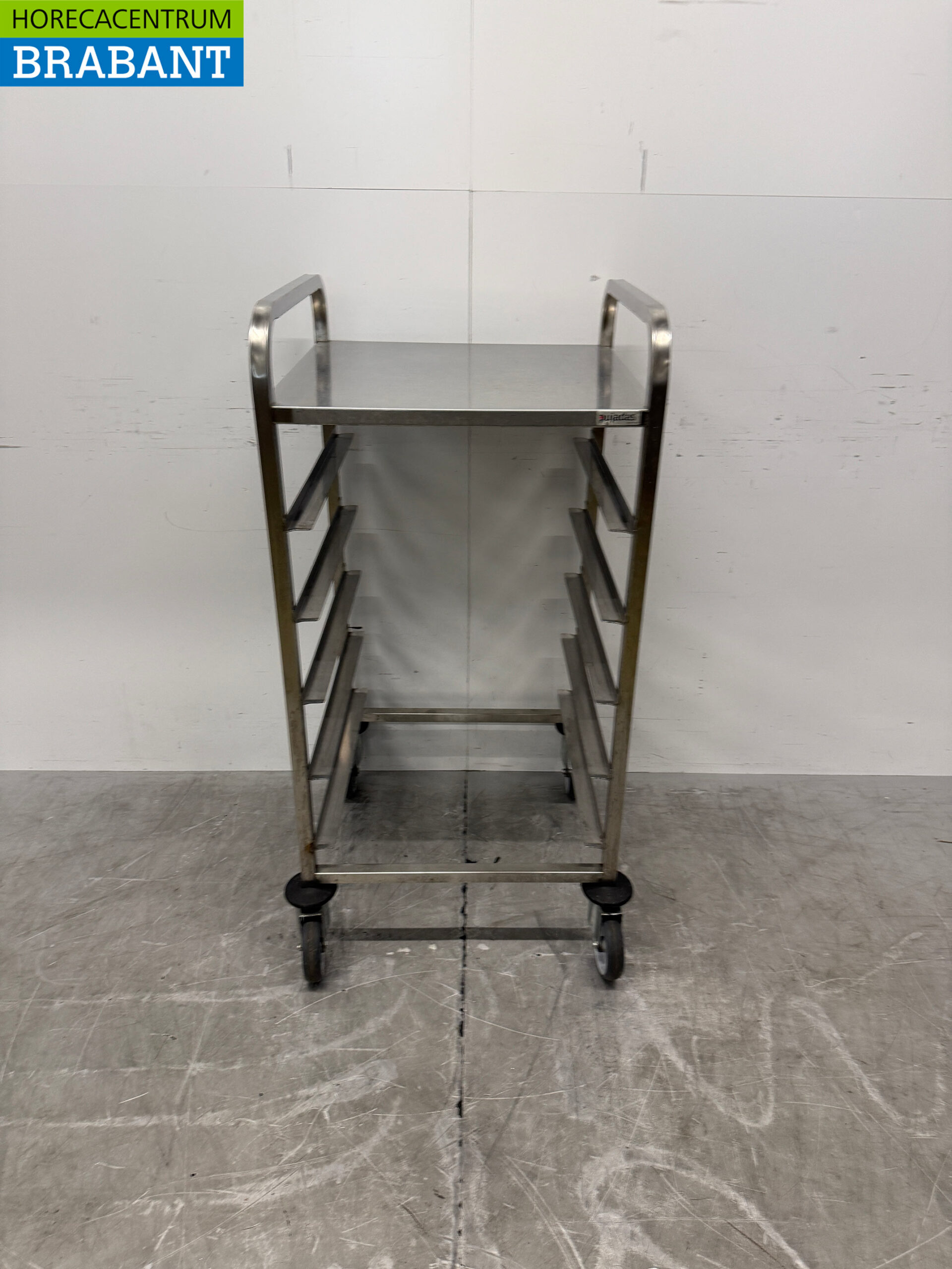 HCB RVS Regaalwagen voor 5 waskratten waskorven 50 x 50 cm Horeca