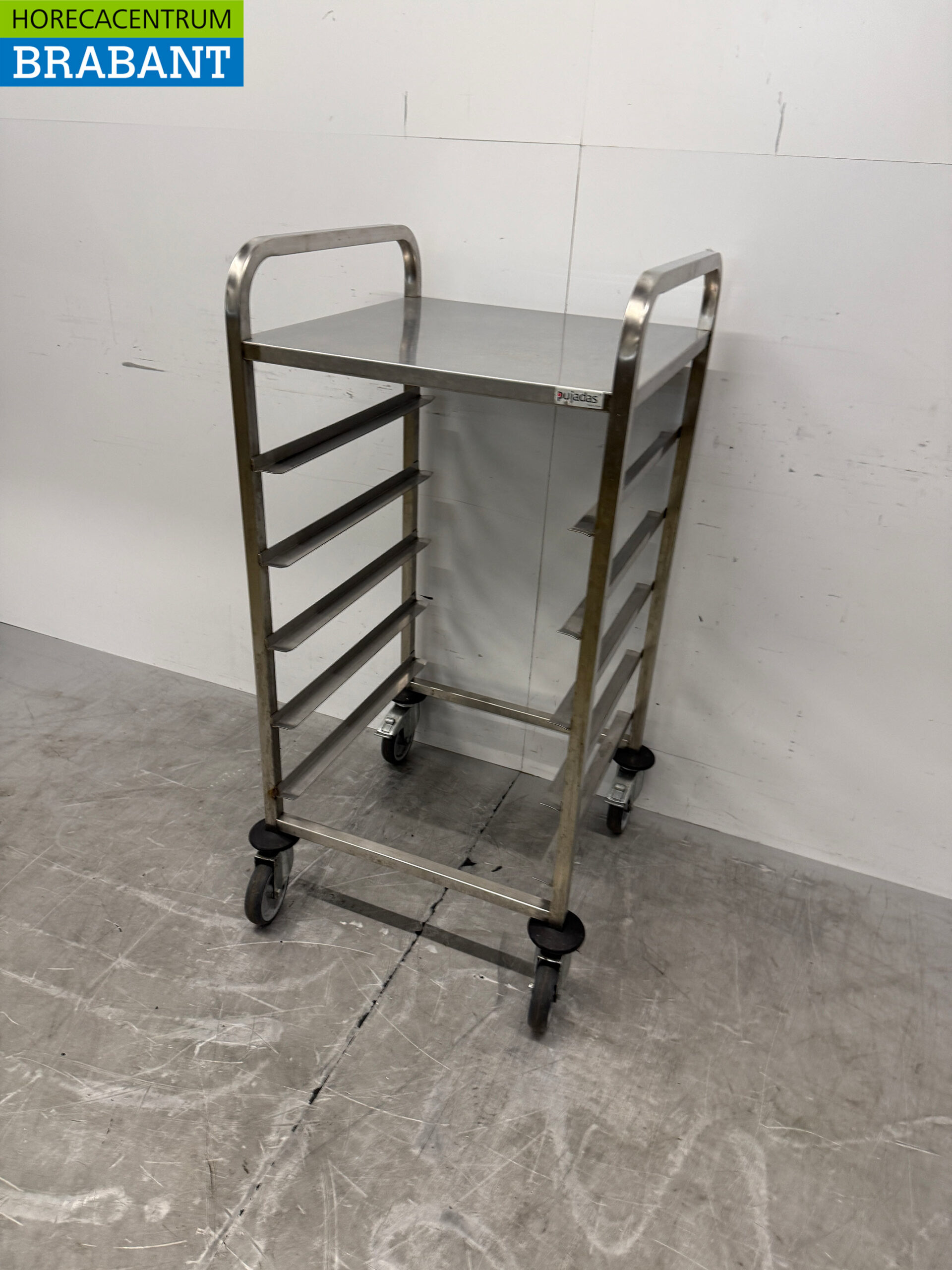 HCB RVS Regaalwagen voor 5 waskratten waskorven 50 x 50 cm Horeca - Afbeelding 2