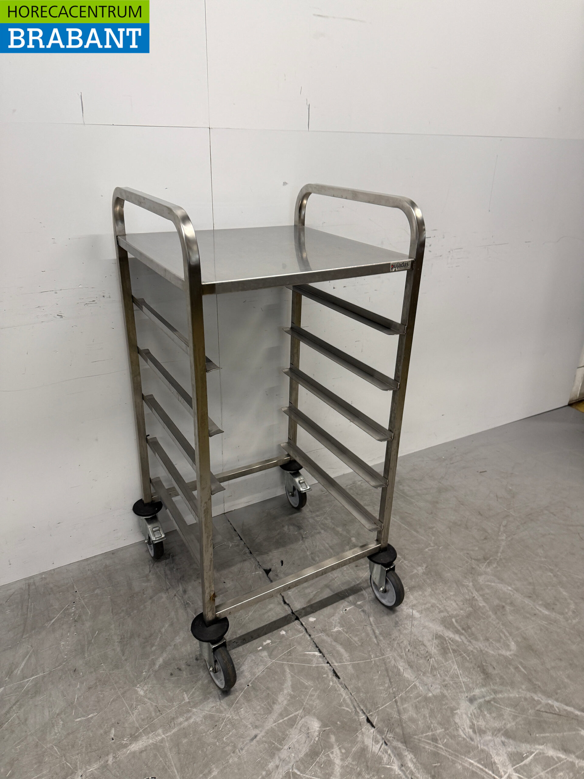 HCB RVS Regaalwagen voor 5 waskratten waskorven 50 x 50 cm Horeca - Afbeelding 3