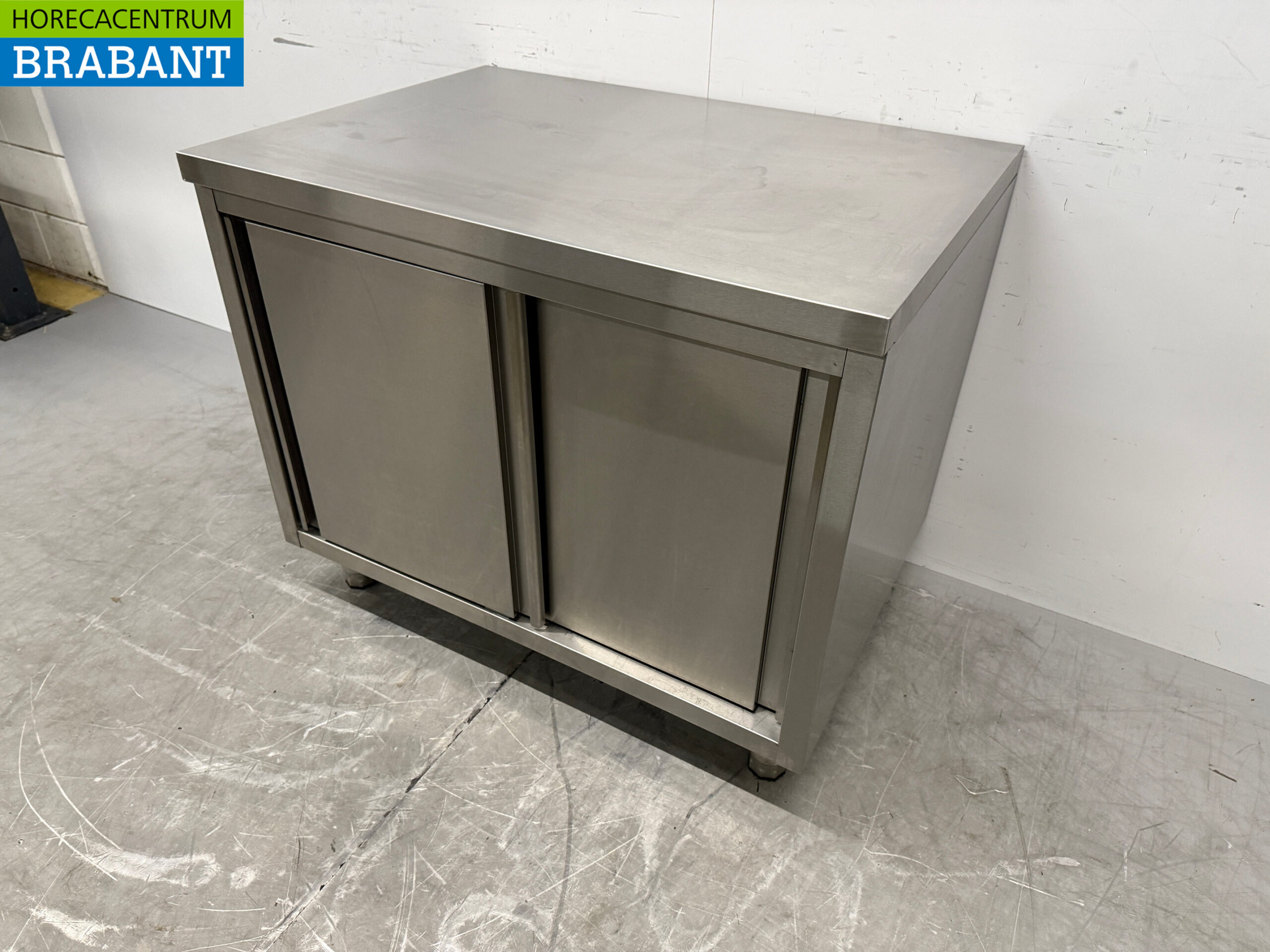RVS Werkkast Kast Werktafel 2 schuifdeuren 100 cm Horeca - Afbeelding 2