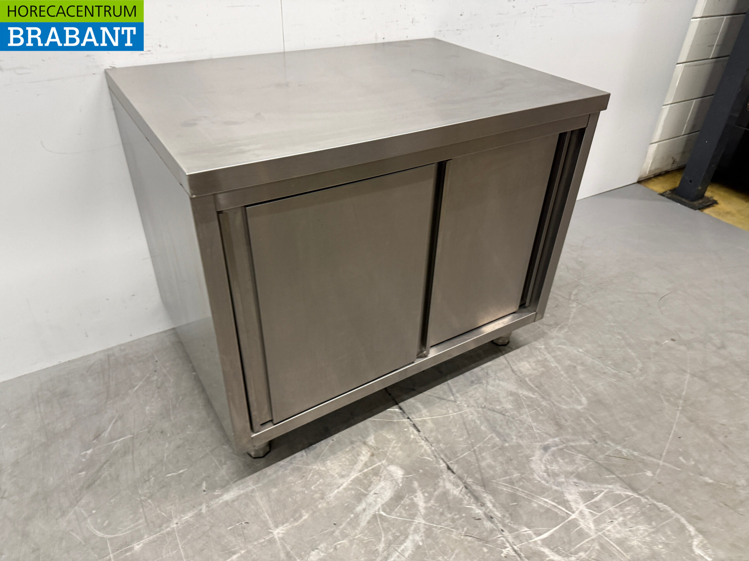 RVS Werkkast Kast Werktafel 2 schuifdeuren 100 cm Horeca - Afbeelding 3