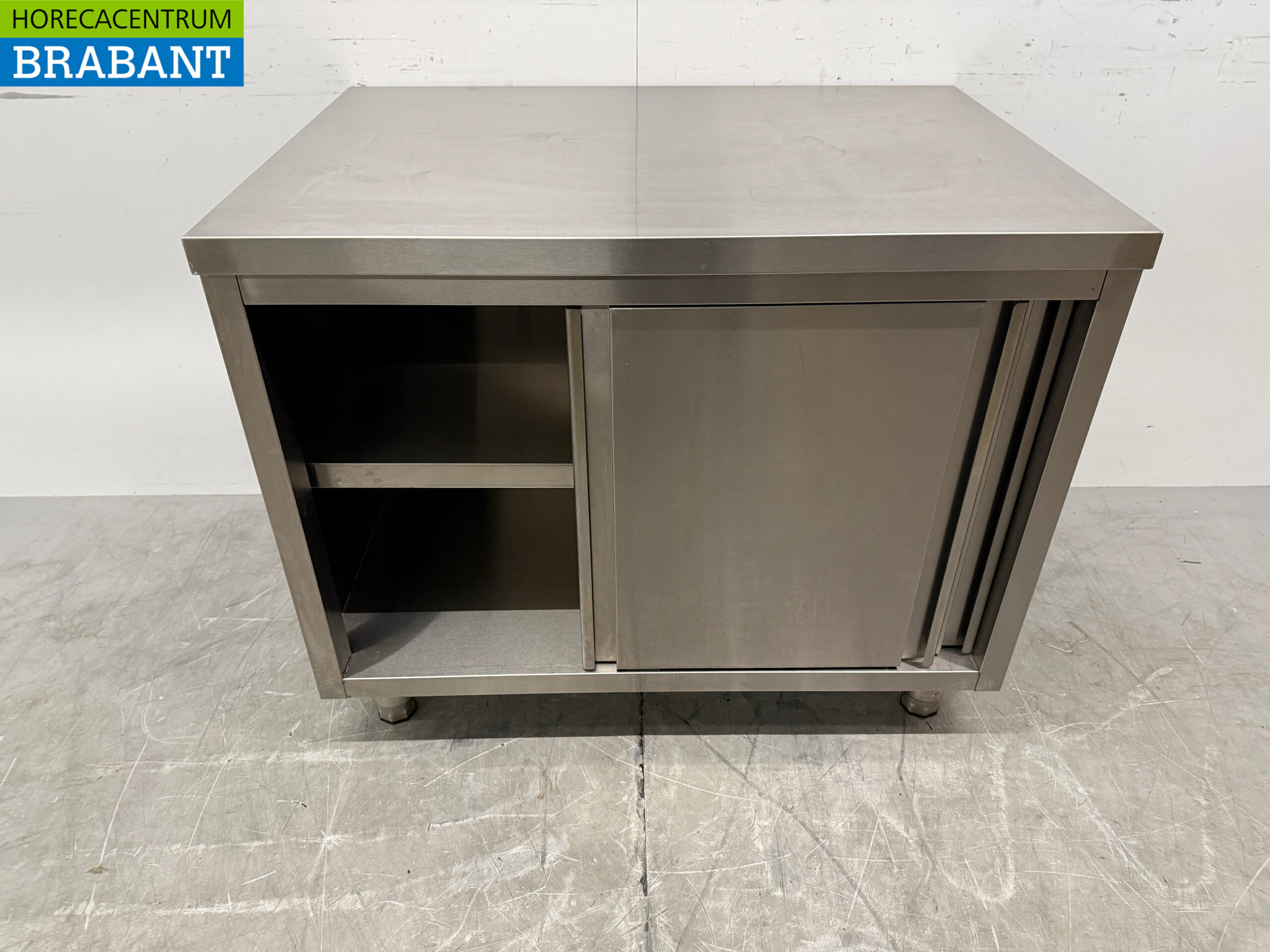 RVS Werkkast Kast Werktafel 2 schuifdeuren 100 cm Horeca - Afbeelding 4