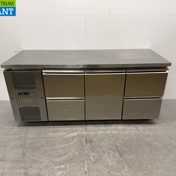RVS Pro Line Koelwerkbank 1 deur en 4 laden 184 cm 230V Horeca