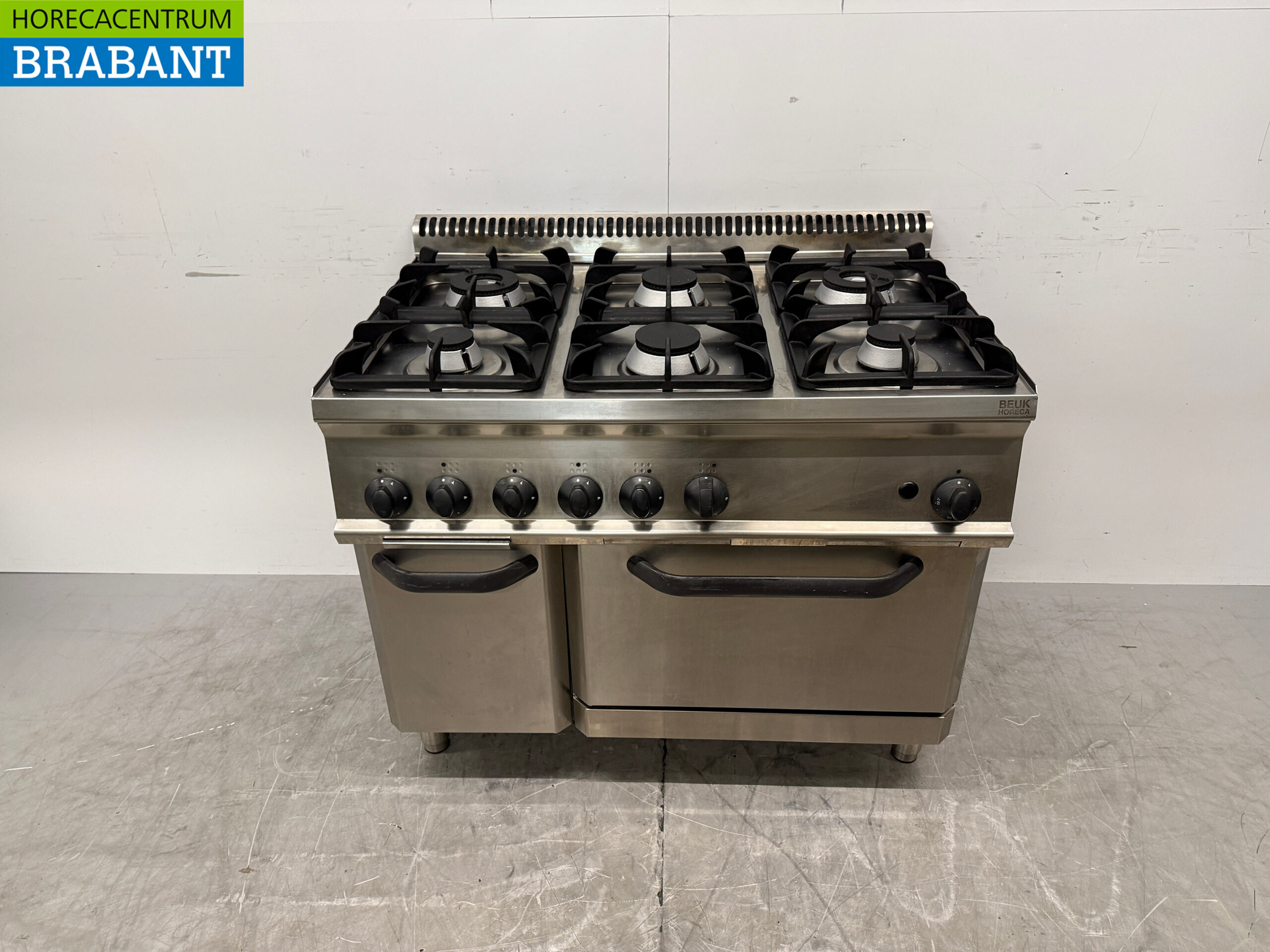 RVS Tecnoinox 6 Pits Gasfornuis met oven 4 x 2/1 GN 105 cm GAS Horeca